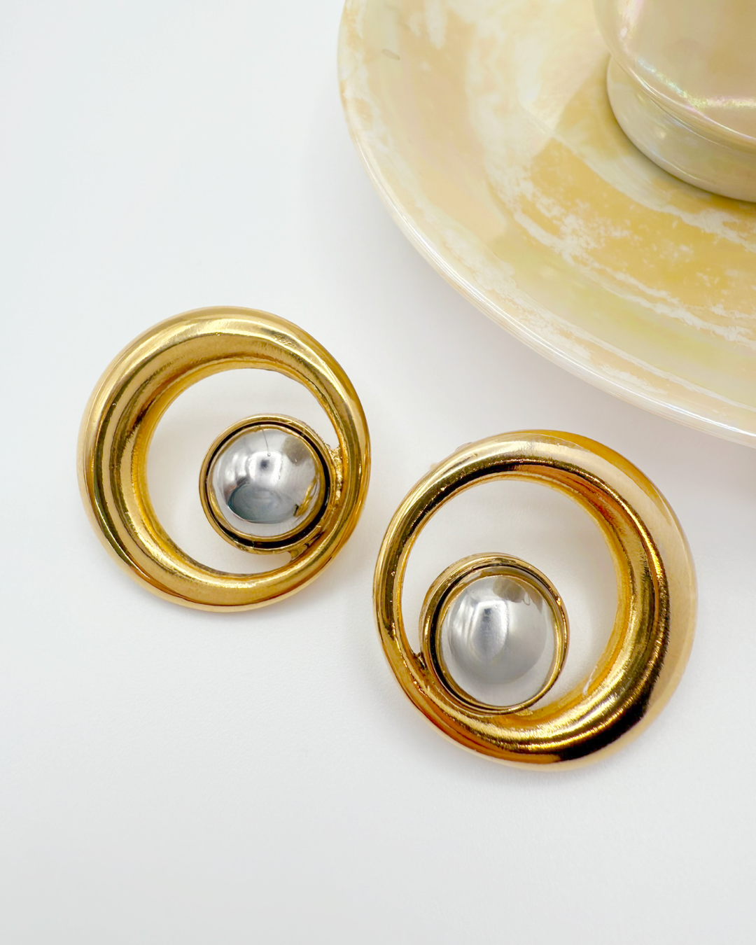 Celestial Harmony Earrings - Two-Tone Gold & Silver-Plated, Hypoallergenic