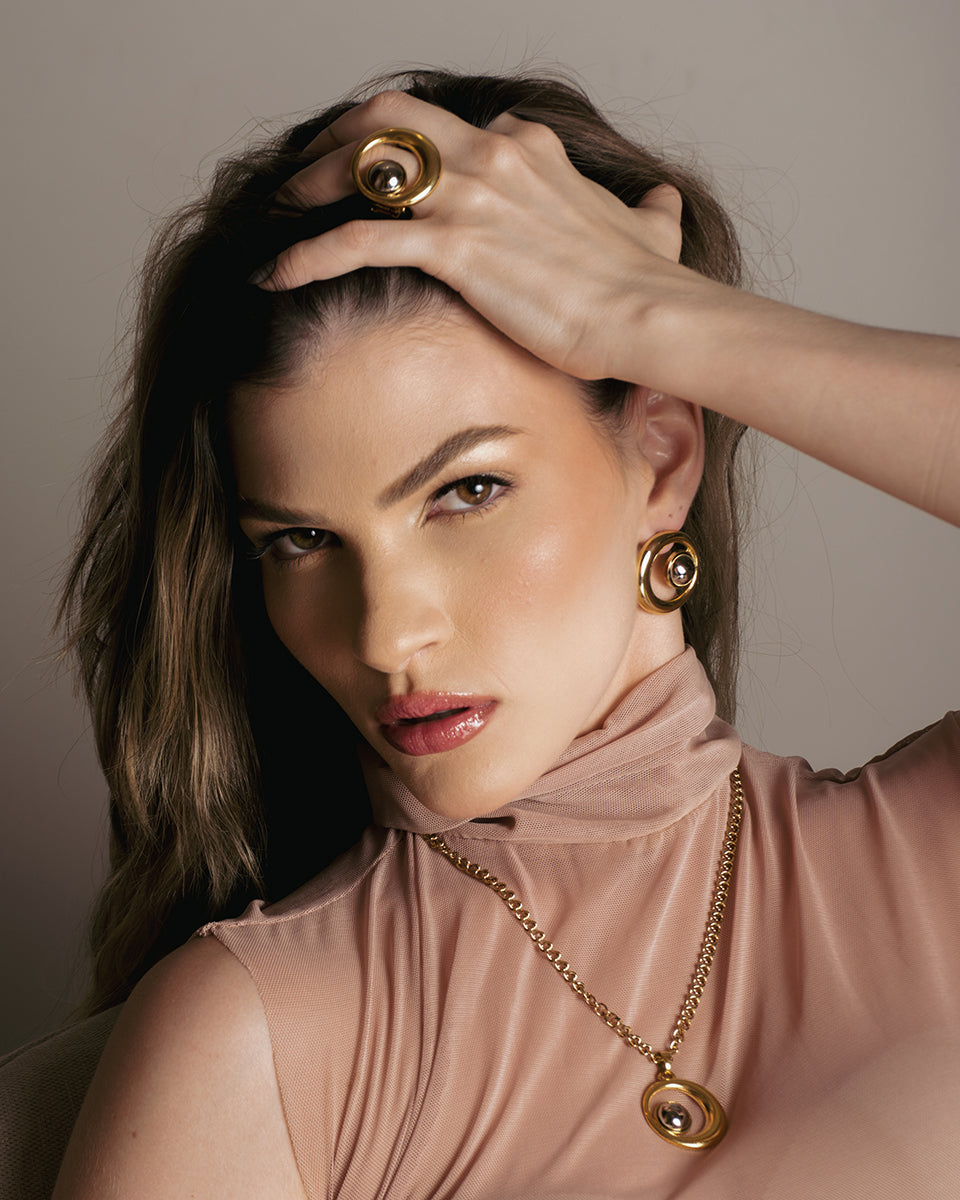 Celestial Harmony Earrings - Two-Tone Gold & Silver-Plated, Hypoallergenic