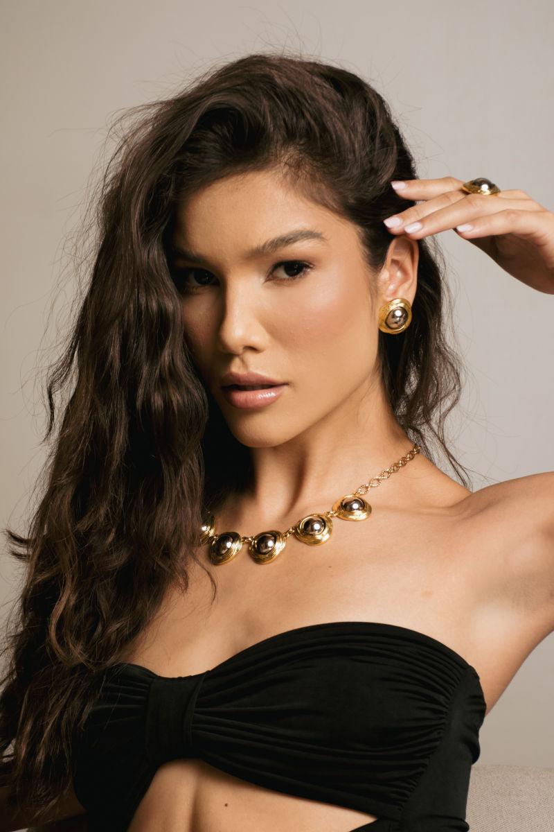 Celestial Orbit Stud Earrings - Two-Tone Gold & Silver-Plated, Hypoallergenic