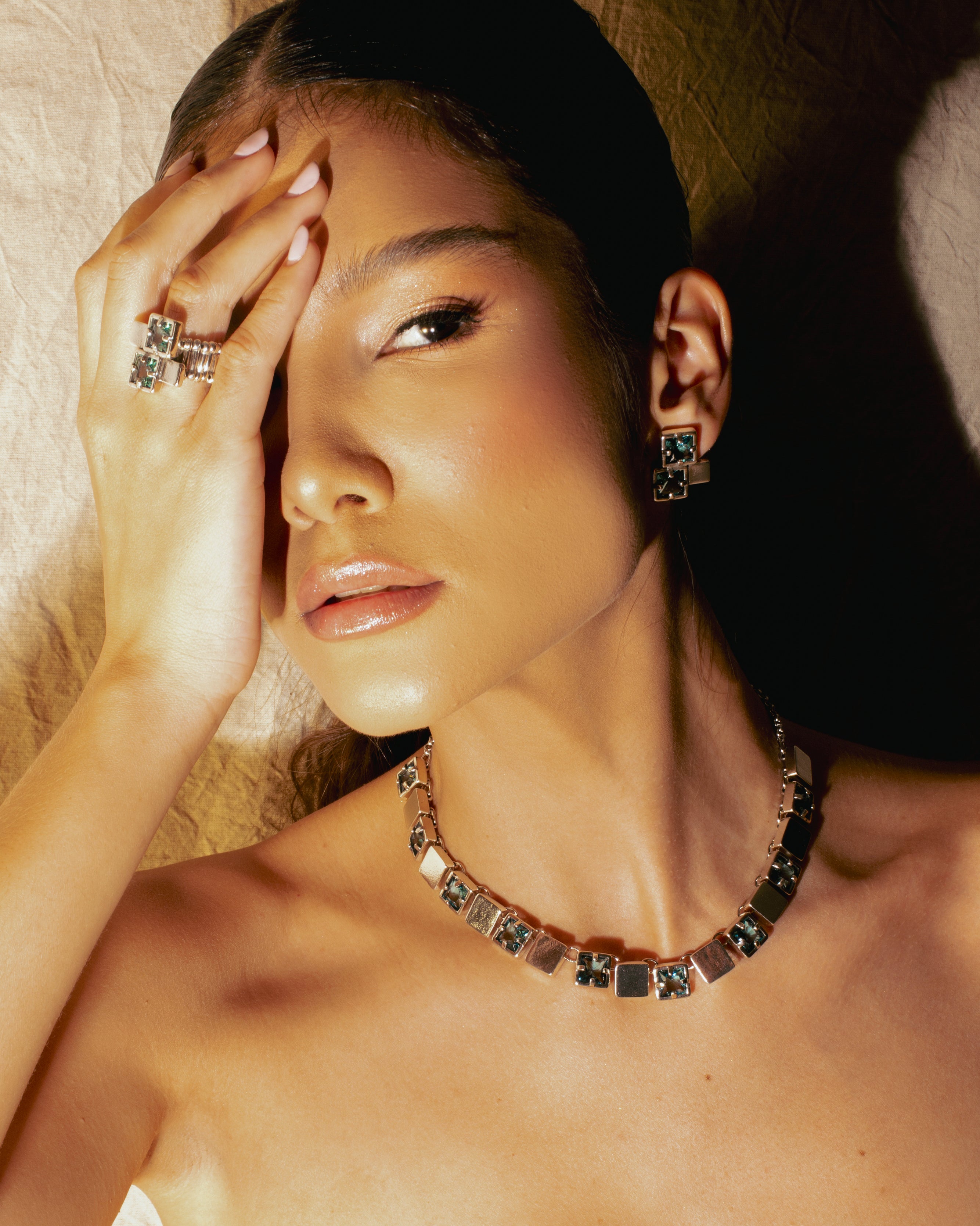 Crystal Mosaic Stud Earrings - Hypoallergenic