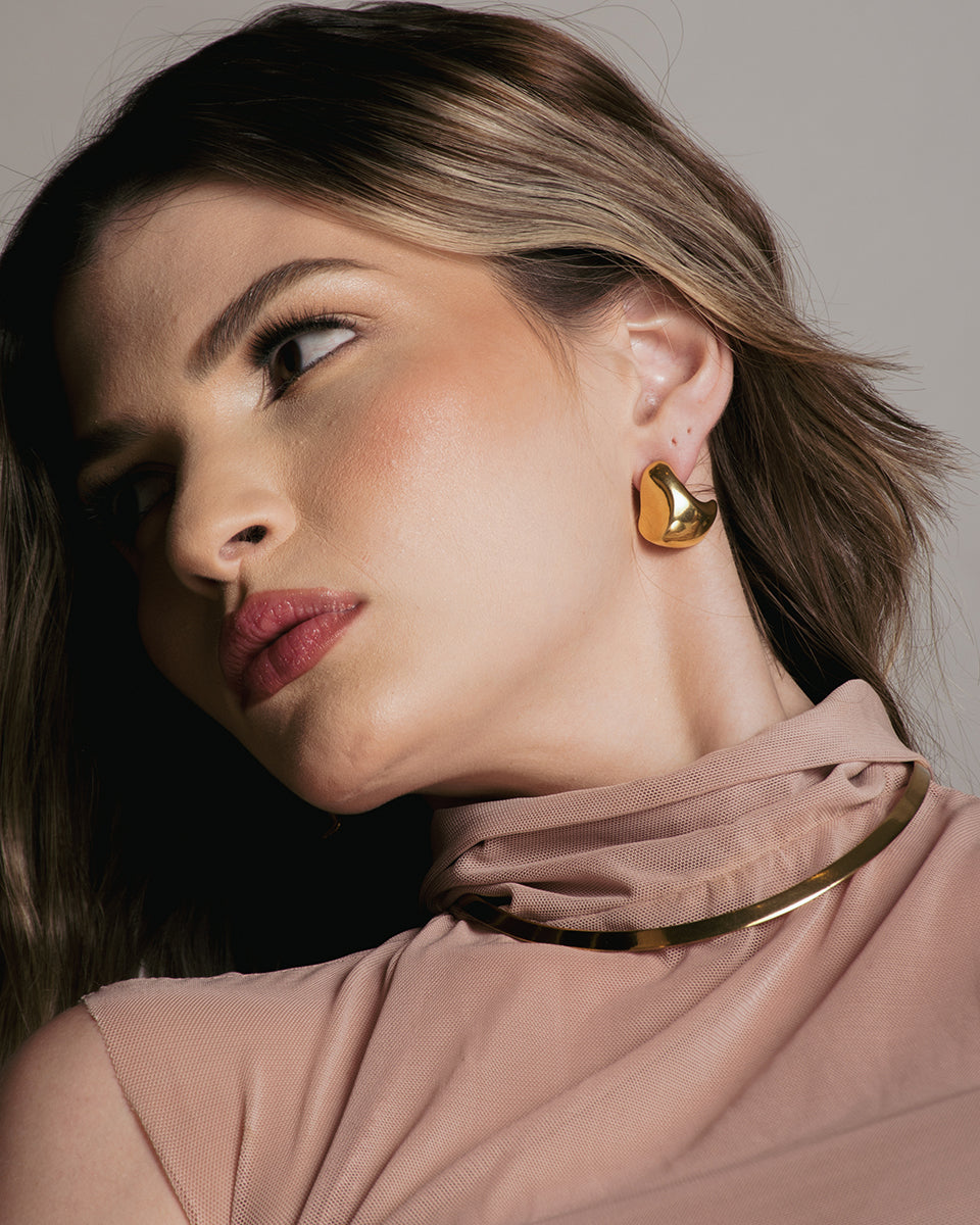 Fluid Drop Stud Earrings - Sculptural Elegance