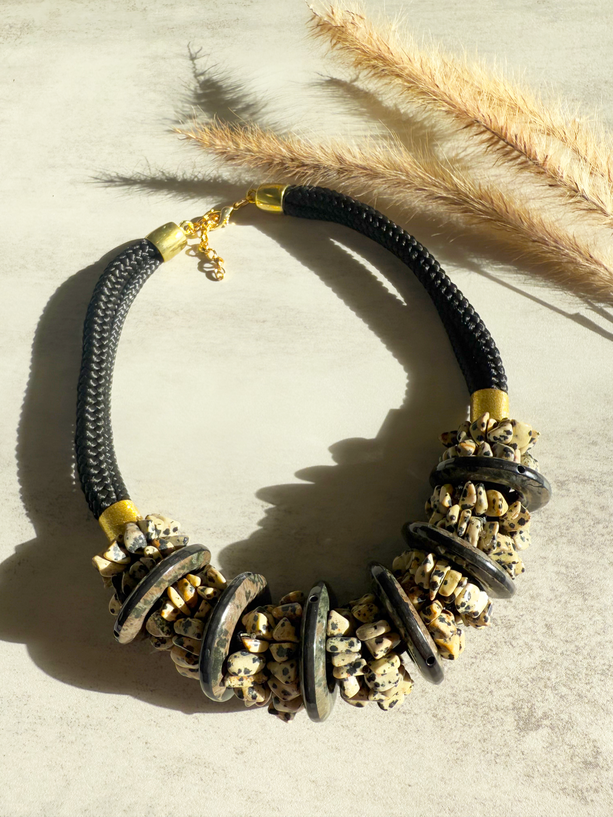 Duo Jasper Elegance Necklace - Handmade & Adjustable