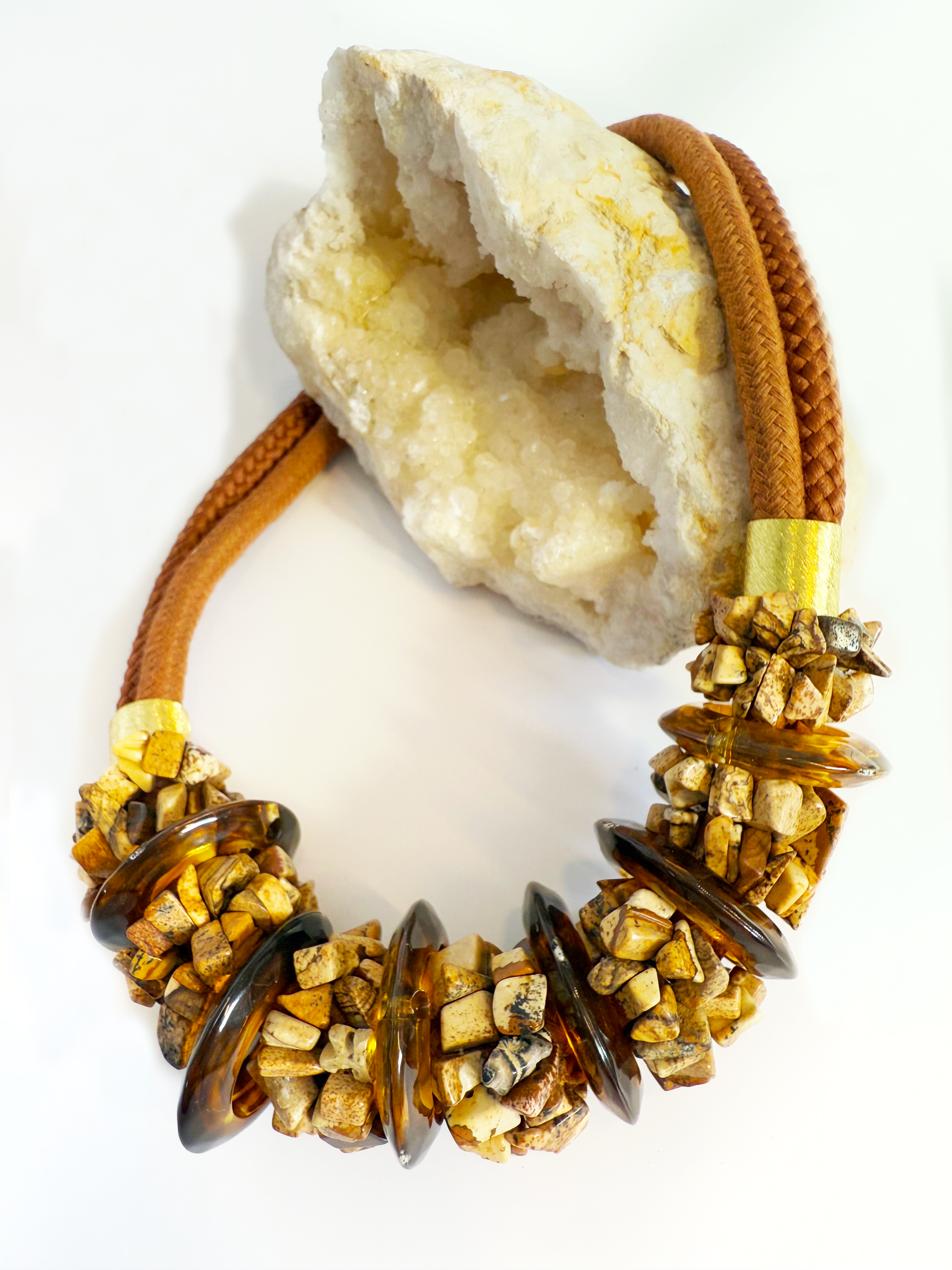 Duo Jasper Elegance Necklace - Handmade & Adjustable