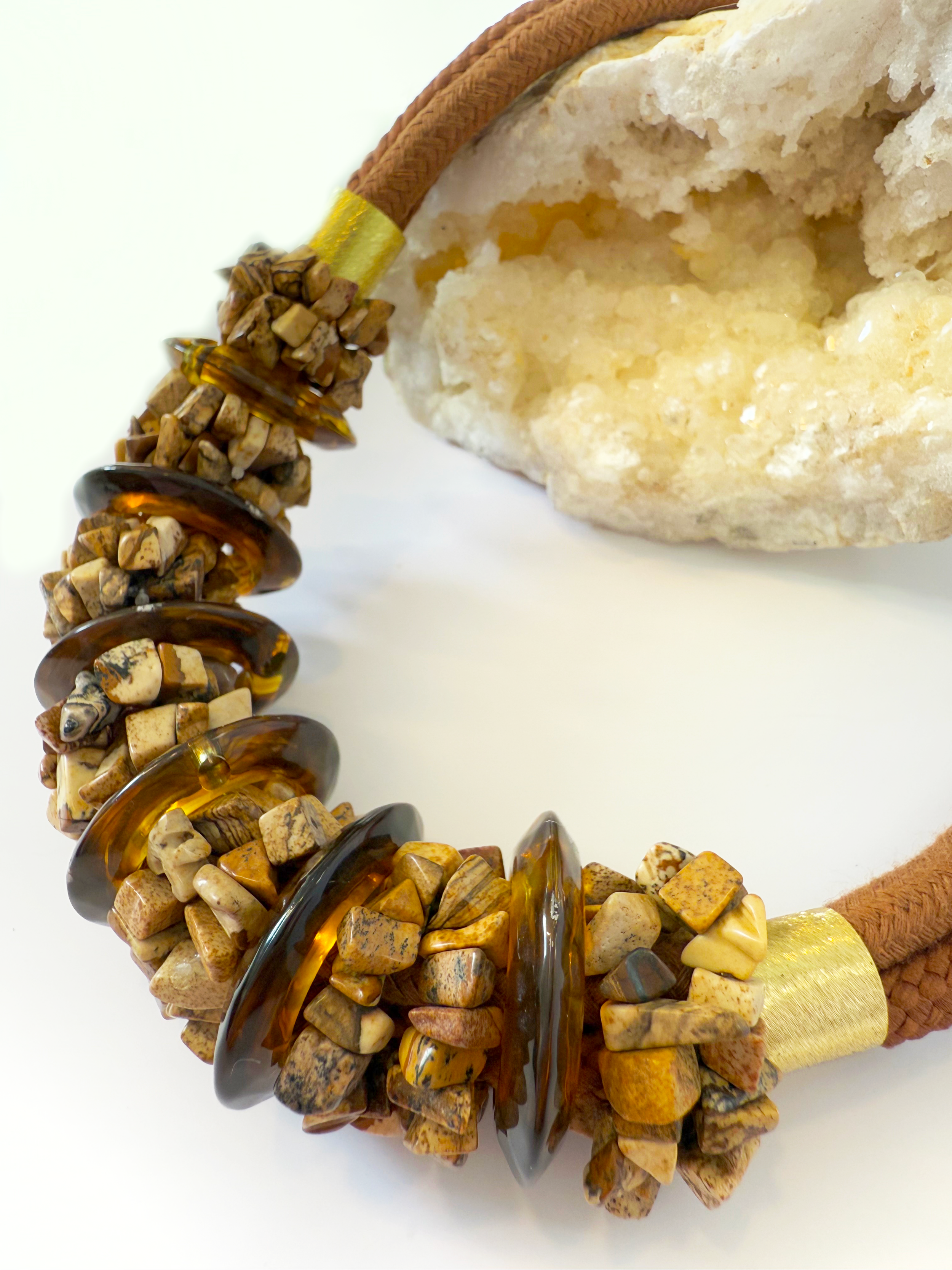 Duo Jasper Elegance Necklace - Handmade & Adjustable
