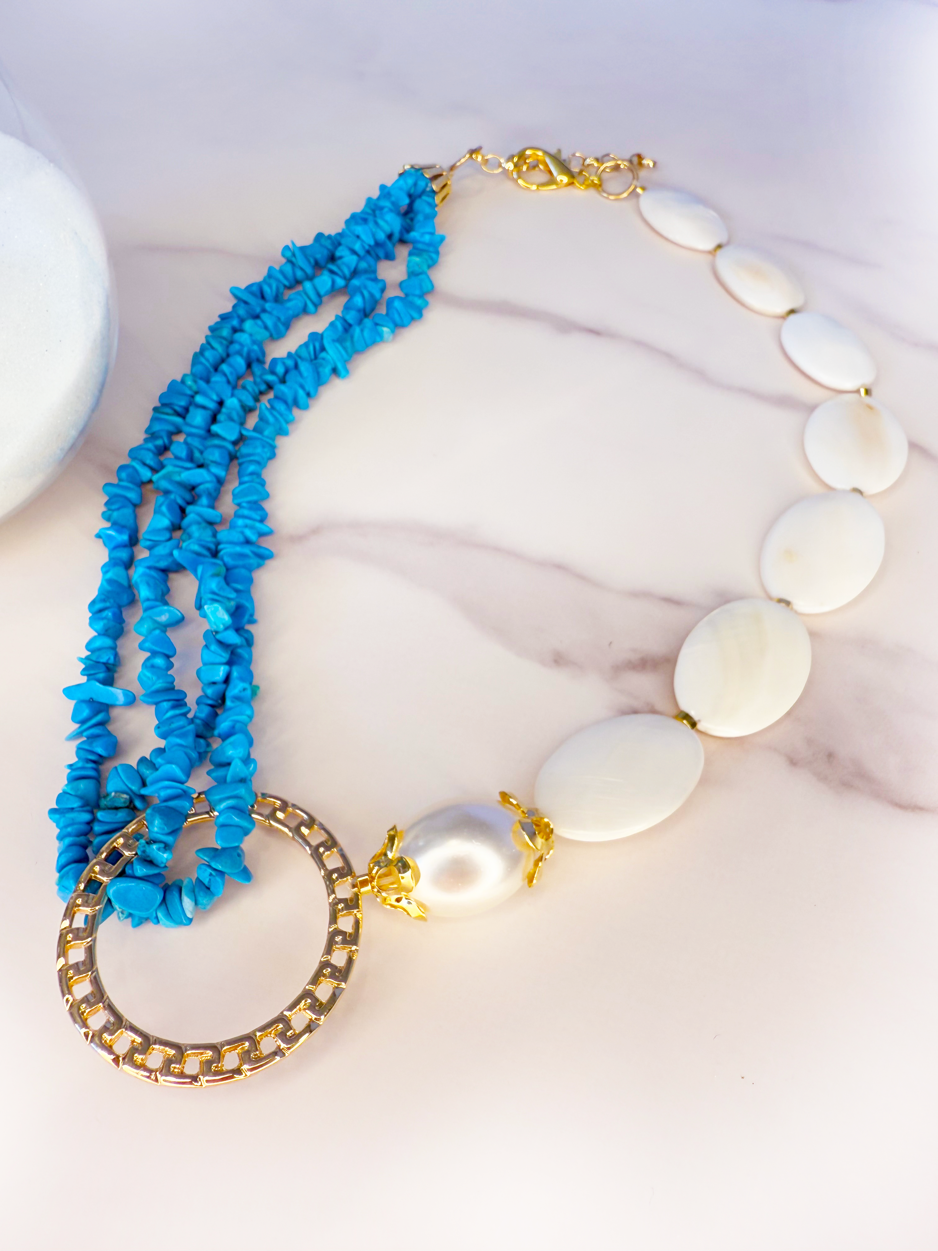 Asymmetric Coastal Necklace - Handmade & Adjustable