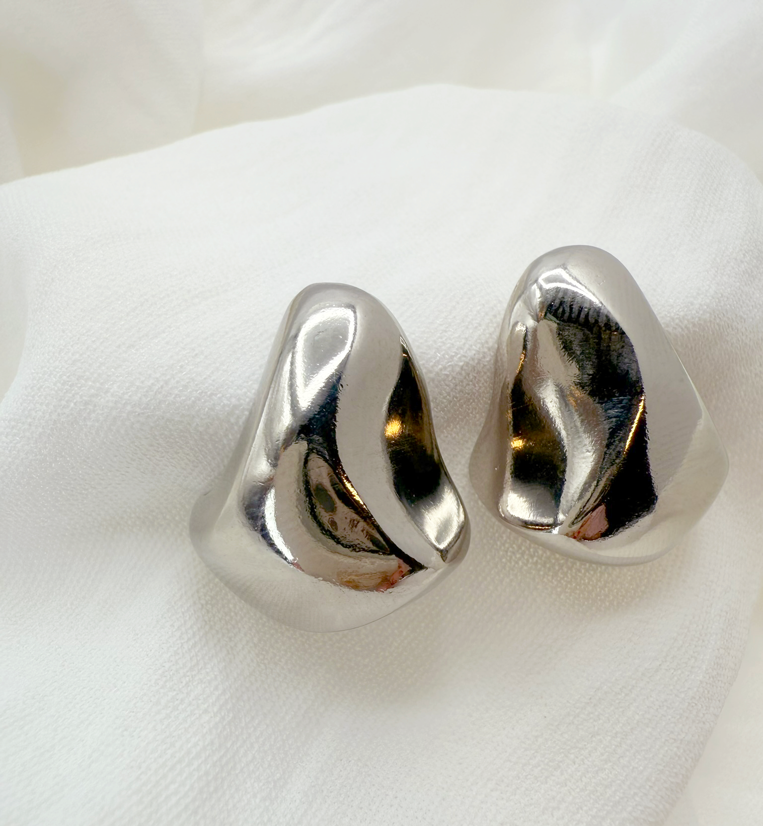 Fluid Drop Stud Earrings - Sculptural Elegance