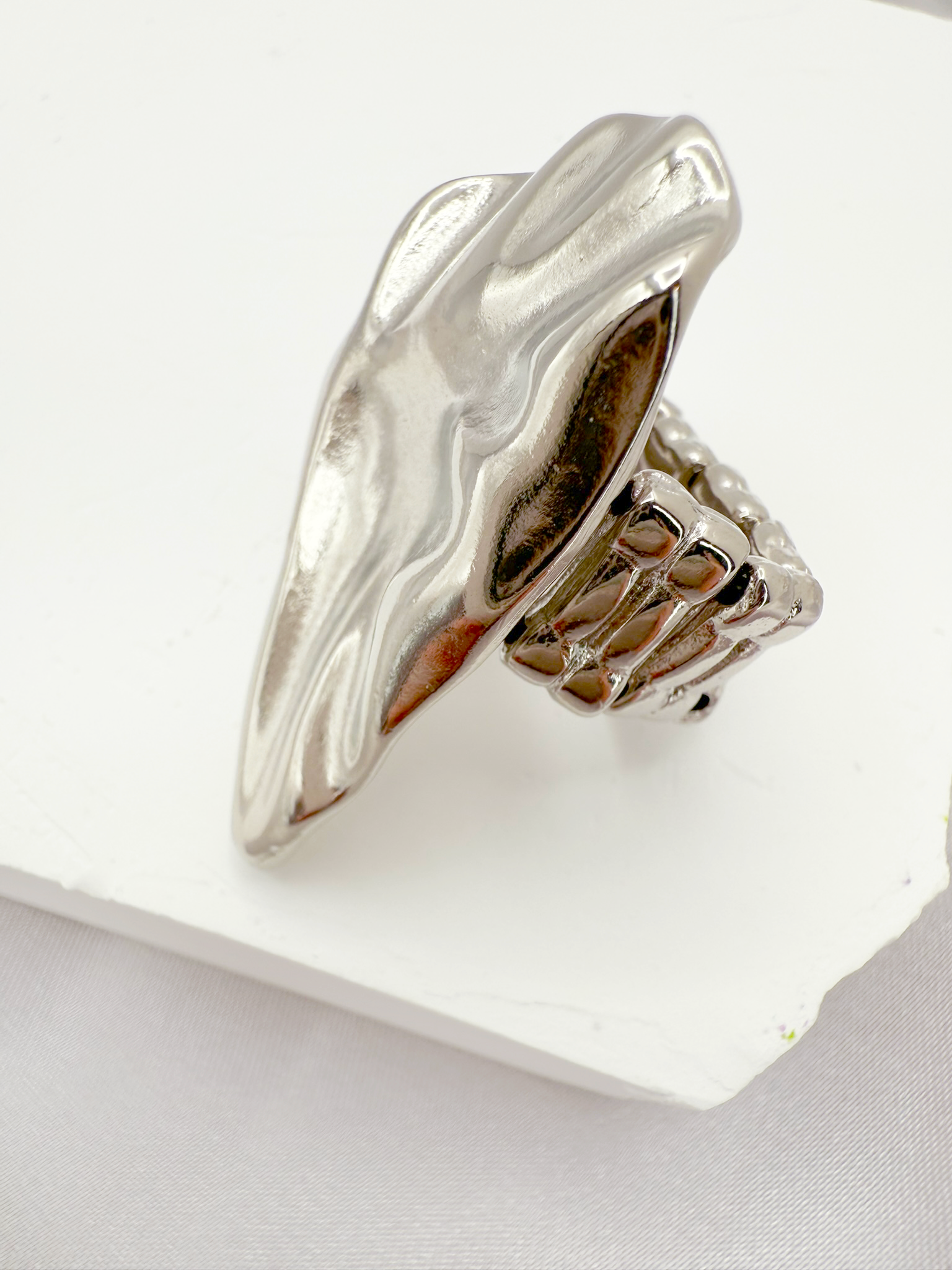 Liquid Metal Adjustable Ring – Modern Sculptural Design