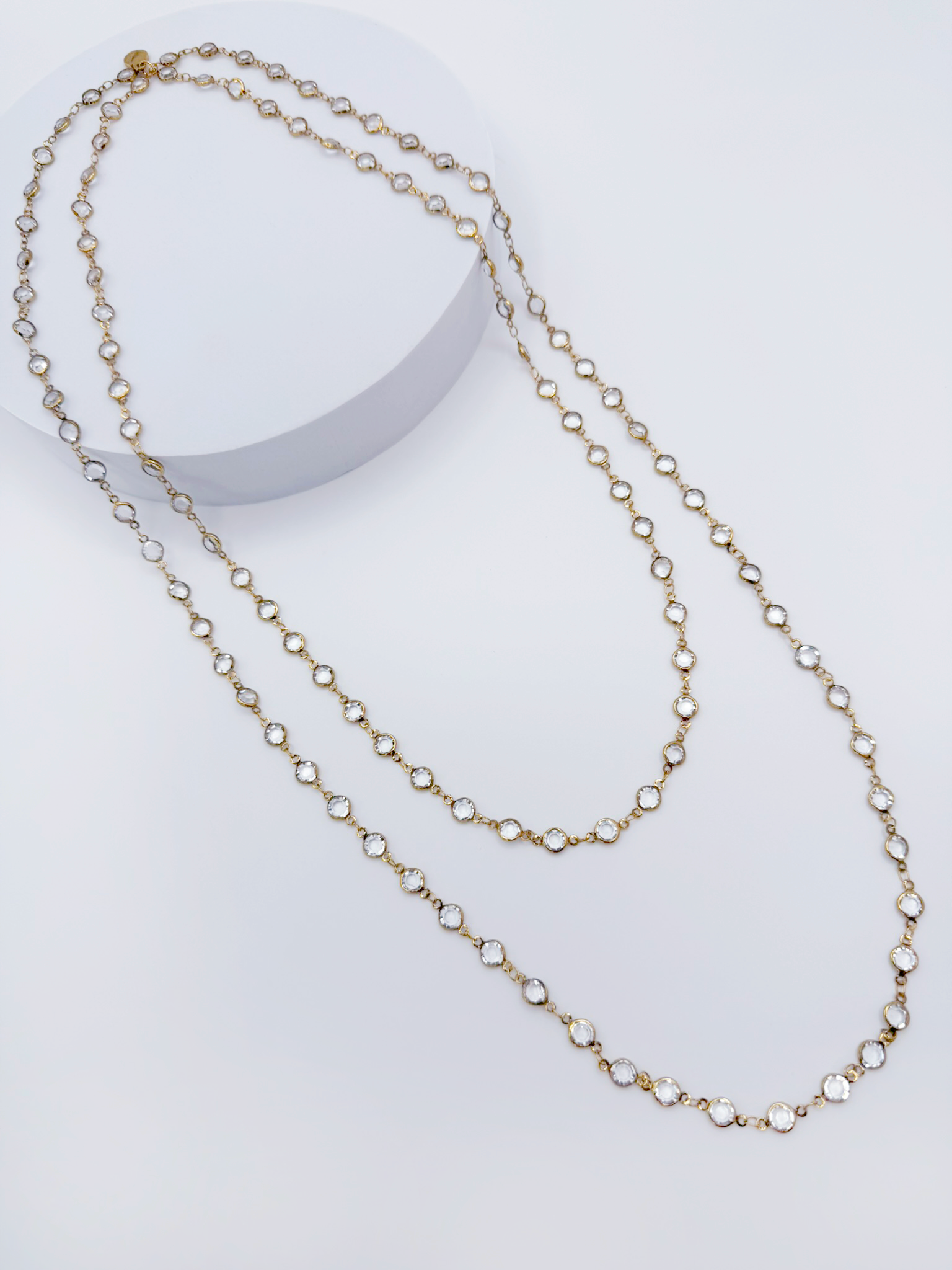Ethereal Crystal Station Necklace – Gold-Plated Elegance
