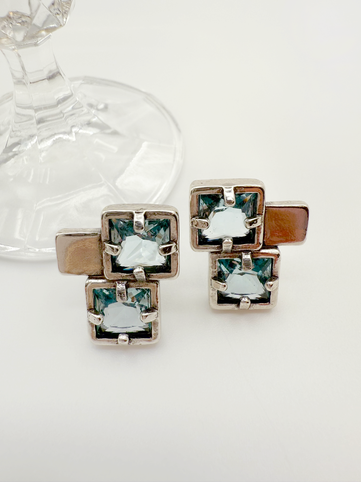 Crystal Mosaic Stud Earrings - Hypoallergenic
