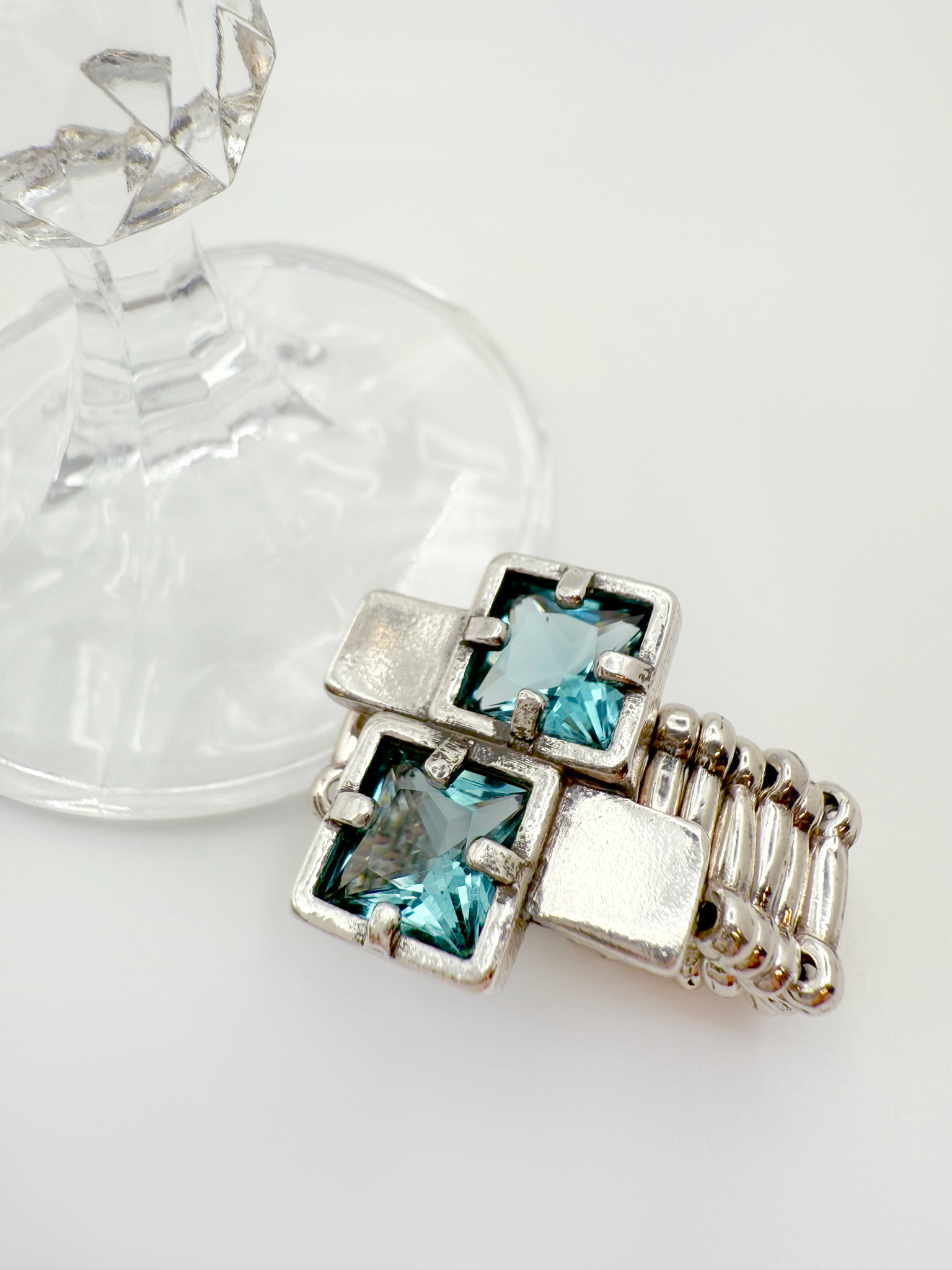 Crystal Mosaic Adjustable Ring - Hypoallergenic
