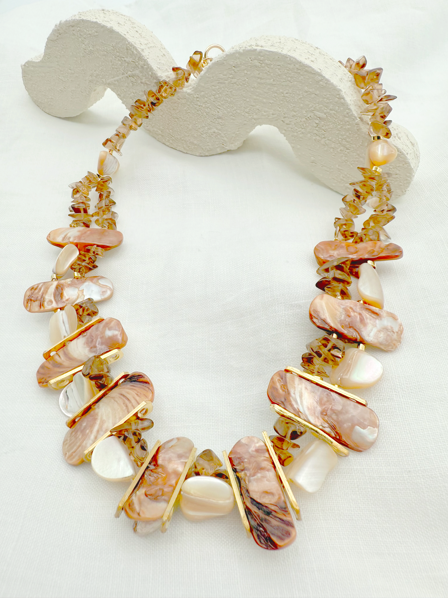 Mother-of-Pearl Cascade Necklace - Adjustable Elegance