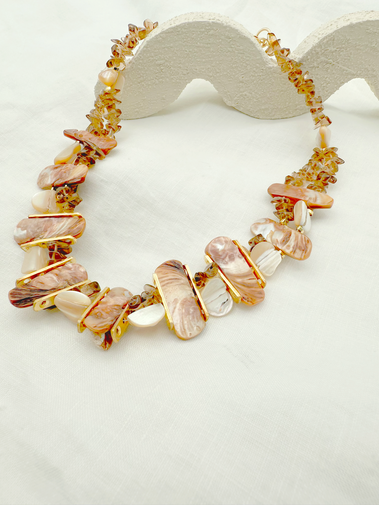 Mother-of-Pearl Cascade Necklace - Adjustable Elegance