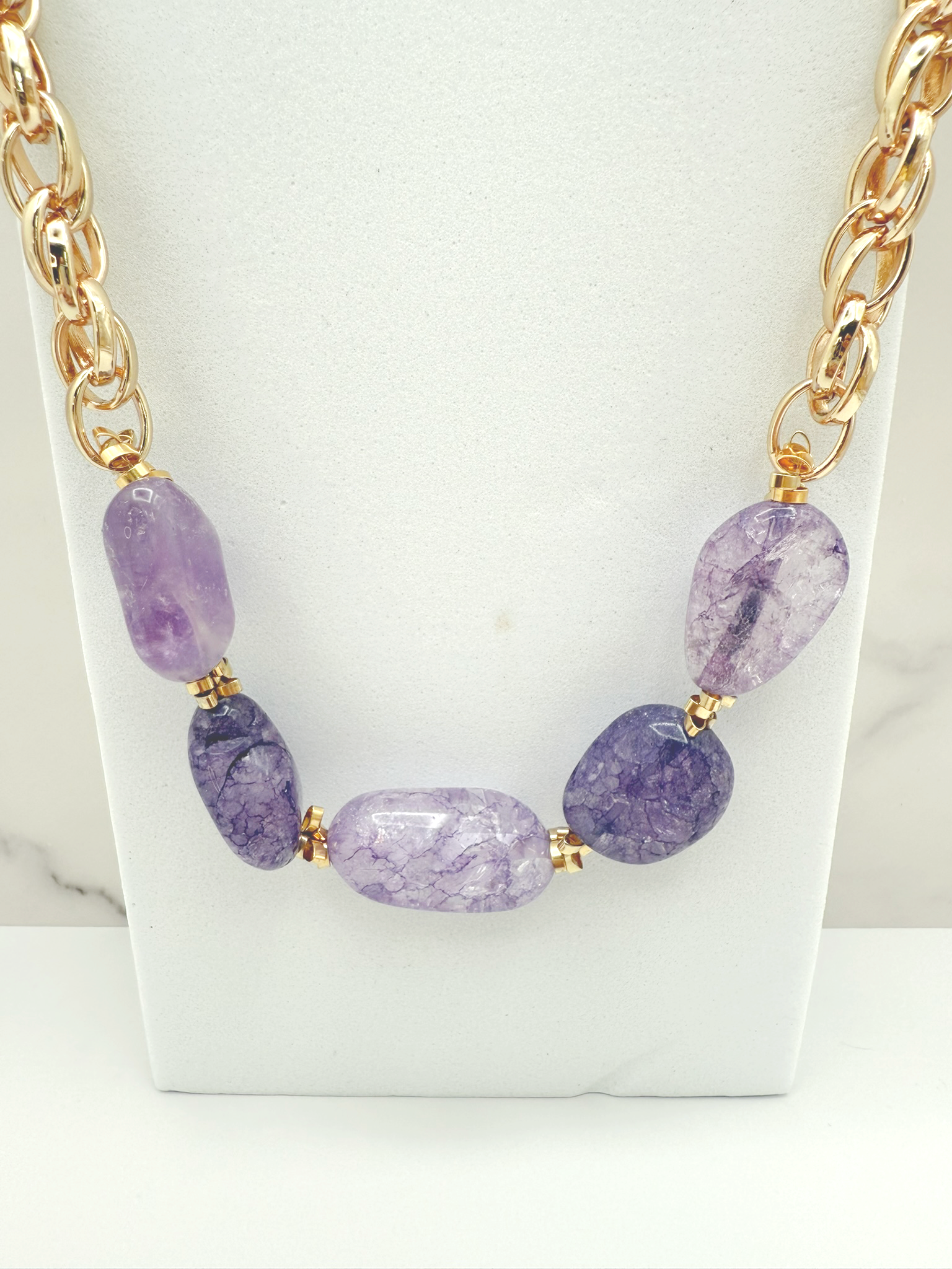 Timeless Quartz Chain Necklace – 18K Golden Plated, Adjustable