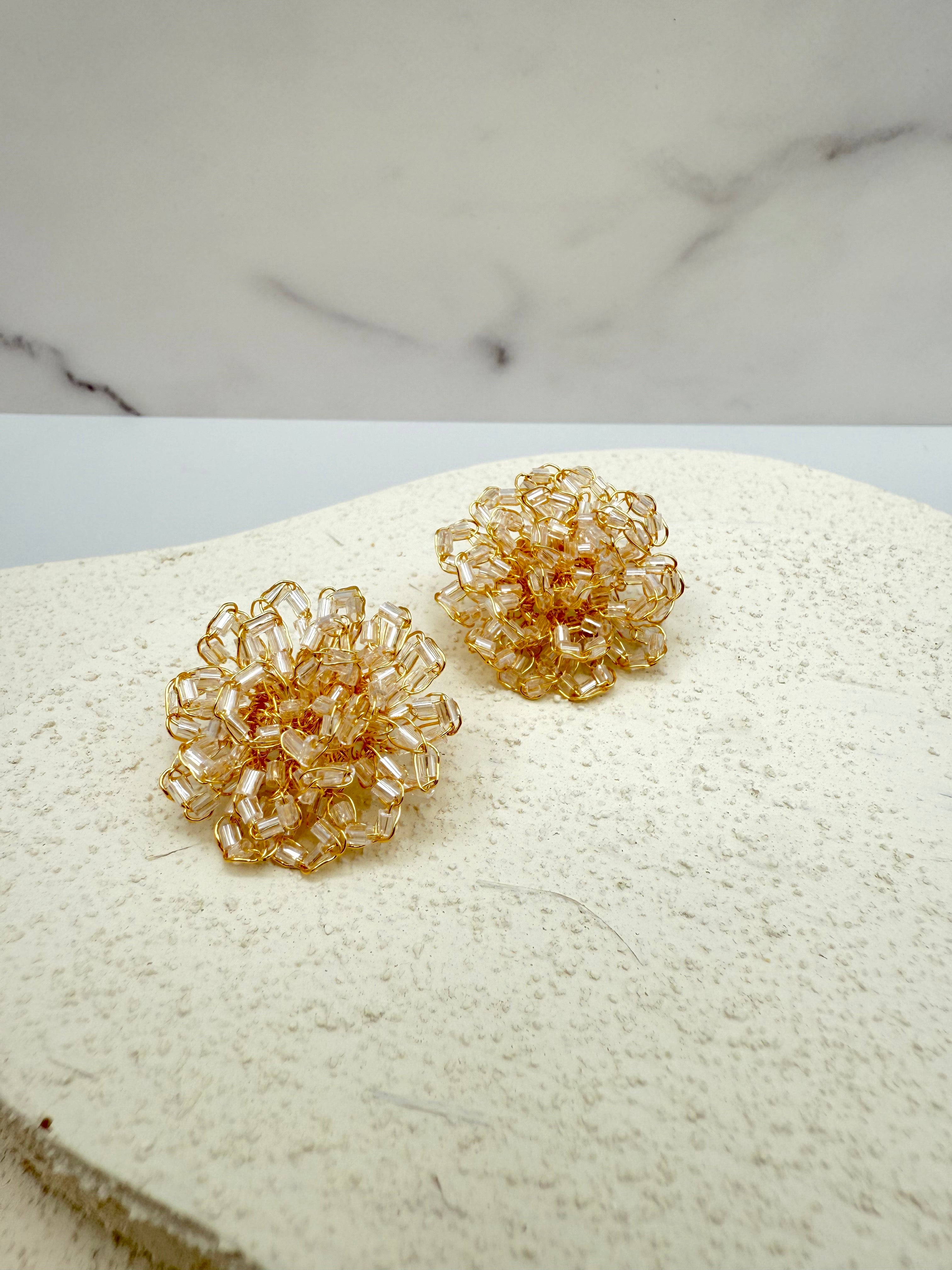 Radiant Crochet Studs - Handcrafted with Czech Crystals