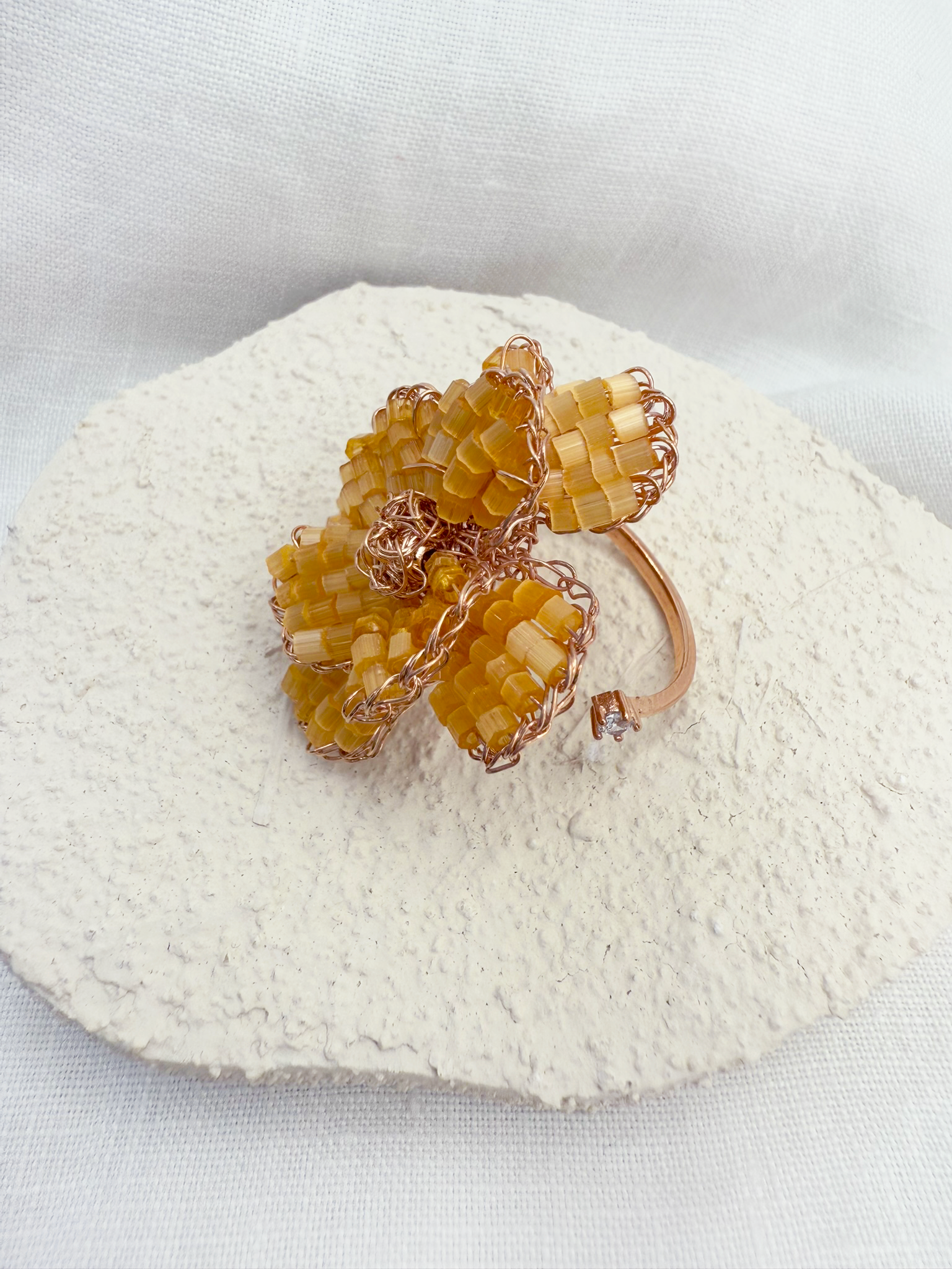 Florata Bloom Adjustable Ring - Handcrafted Crochet