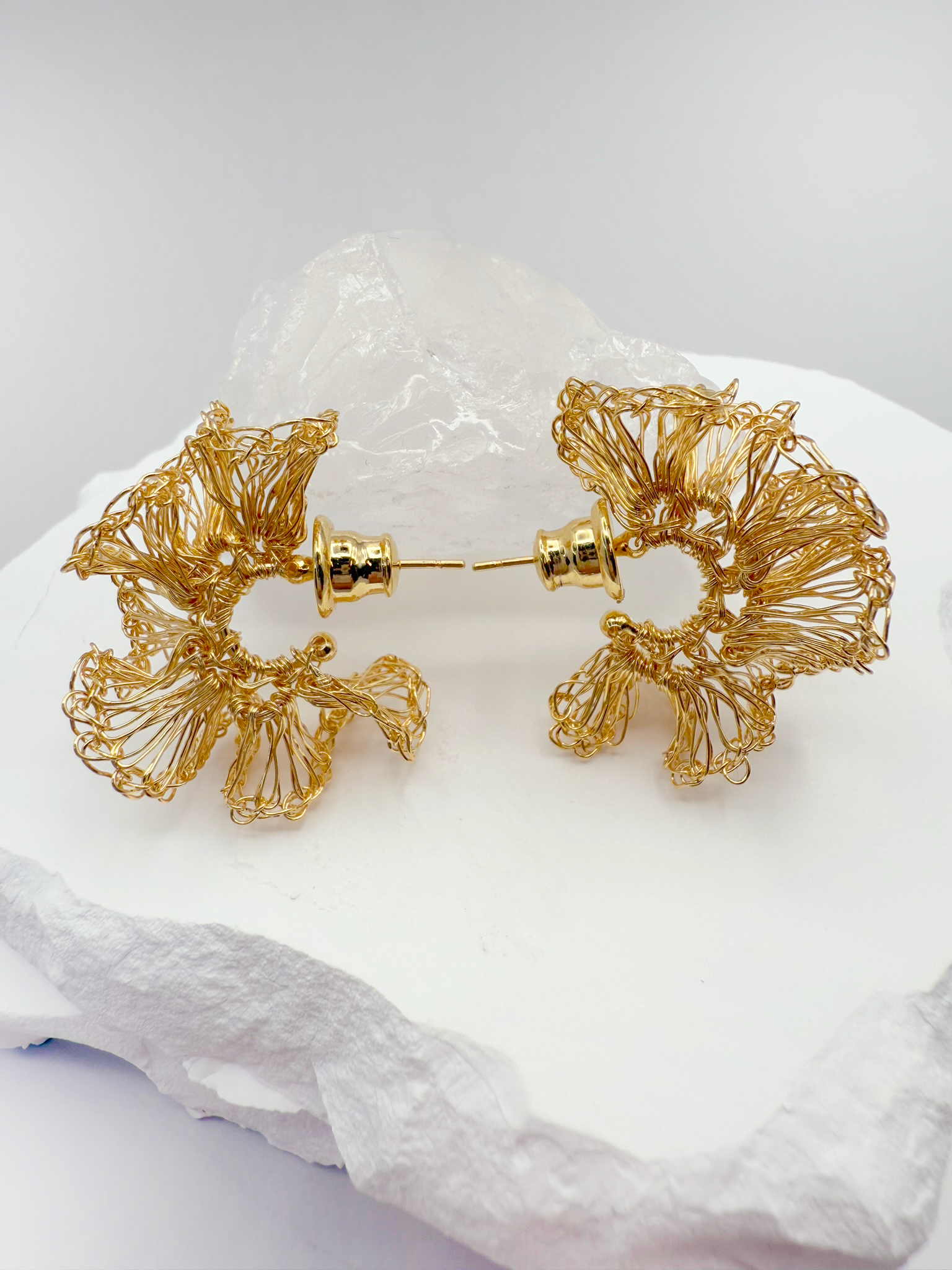 Handcrafted Curl Hoop Earring 18K Gold Finish