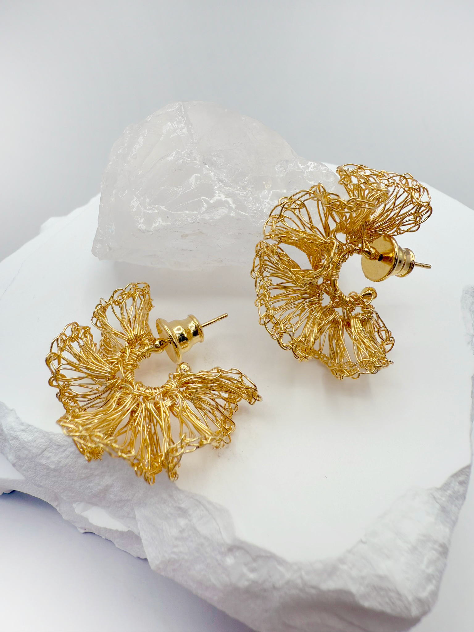 Handcrafted Curl Hoop Earring 18K Gold Finish