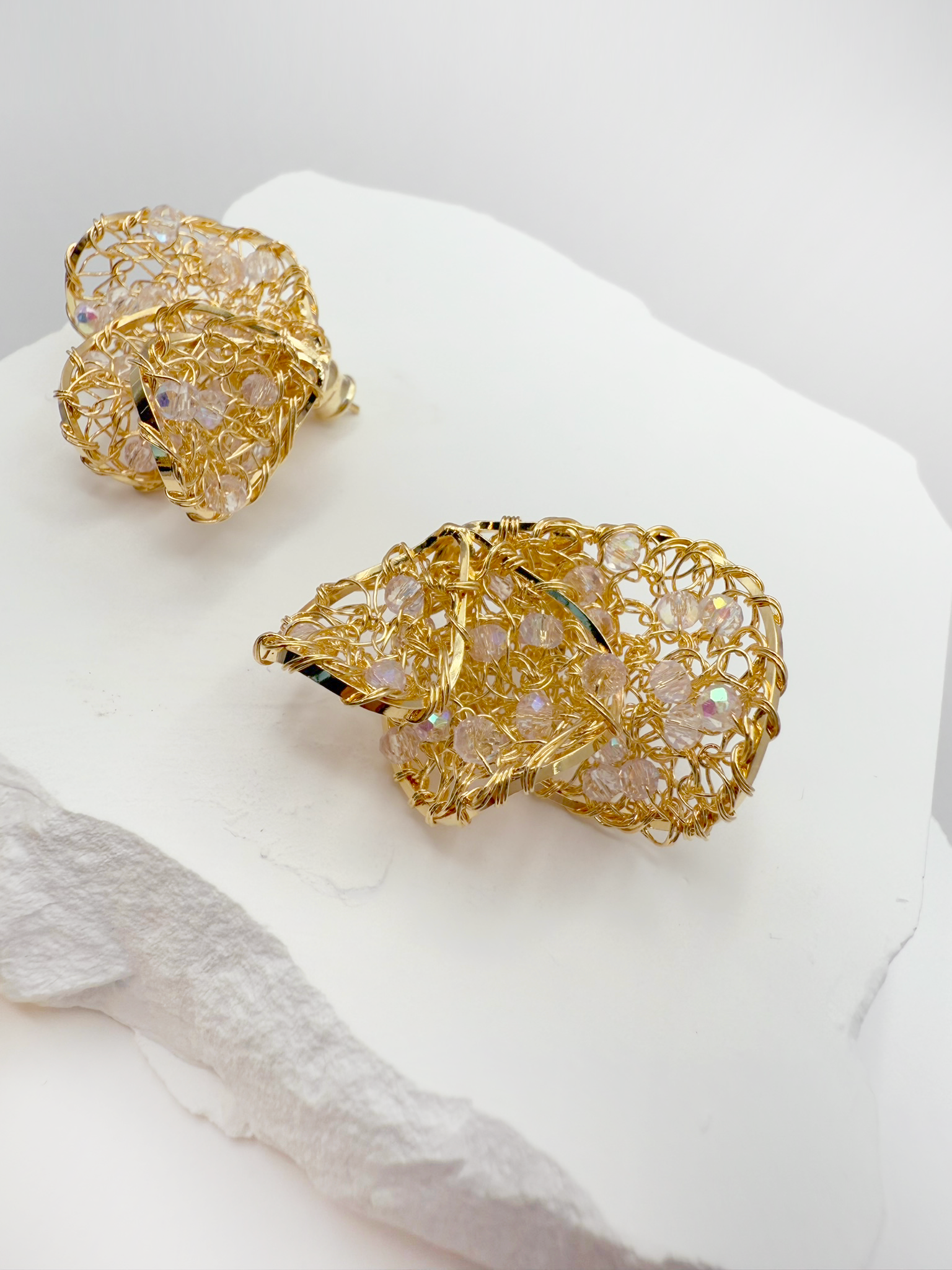 Blooming Wing Earrings - Crochet with Crystals