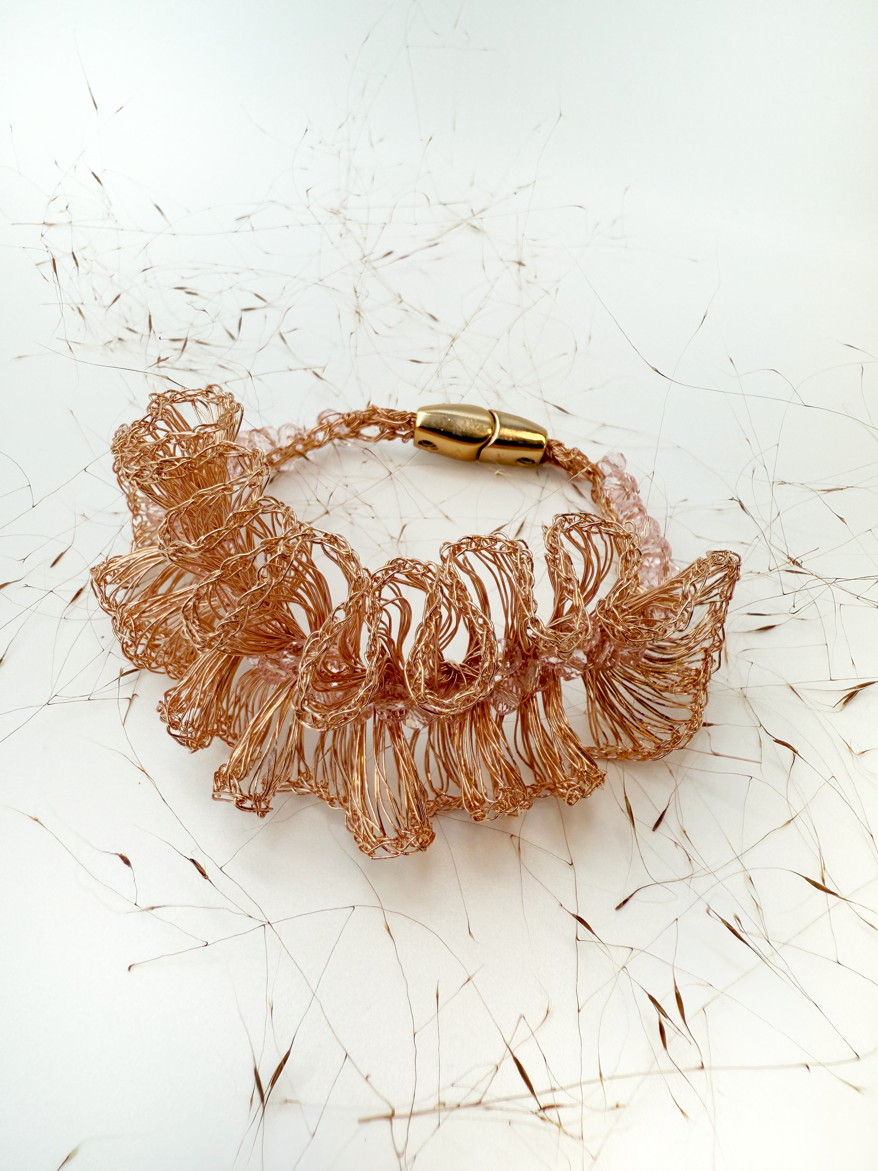 Champagne Wave Bracelet - Handmade Crochet Art