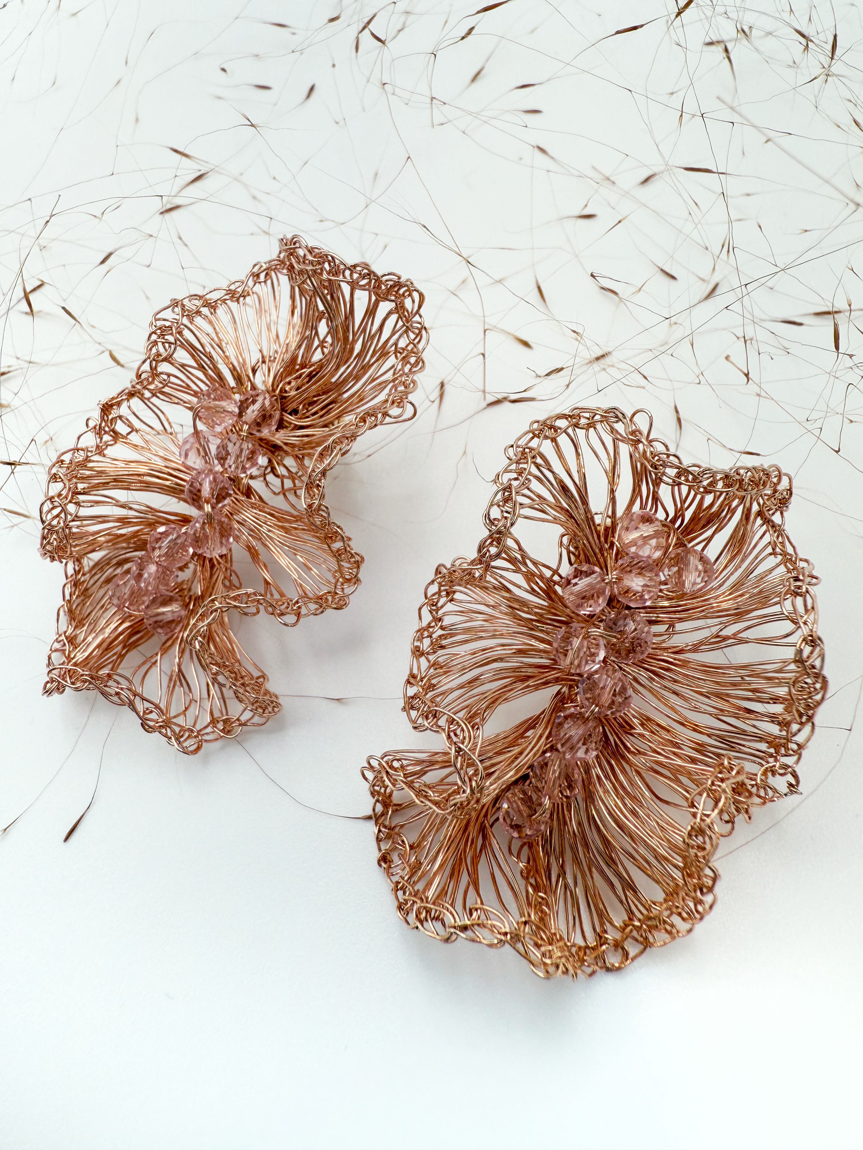 Champagne Wave Earrings - Handmade Crochet Art