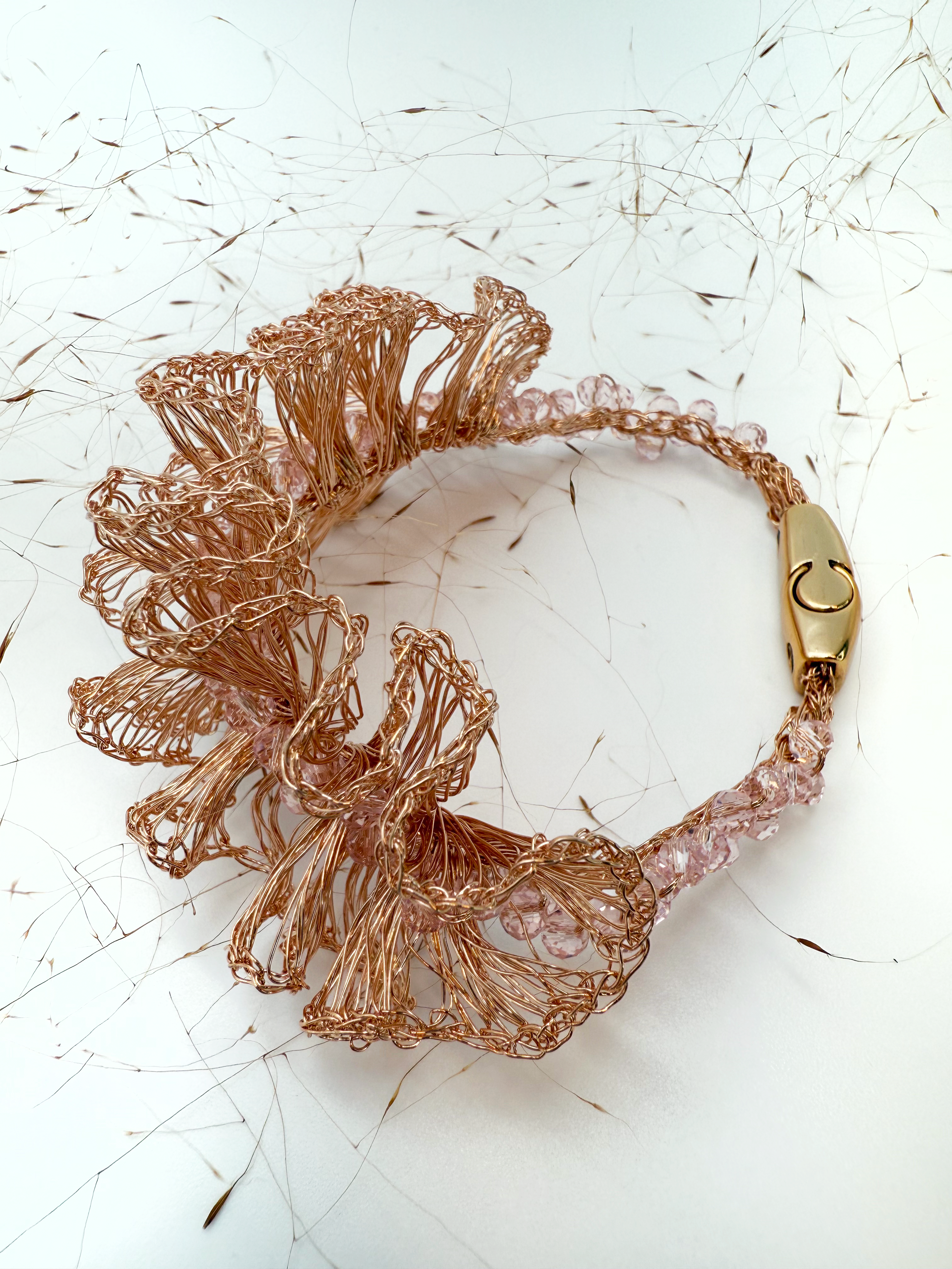 Champagne Wave Bracelet - Handmade Crochet Art
