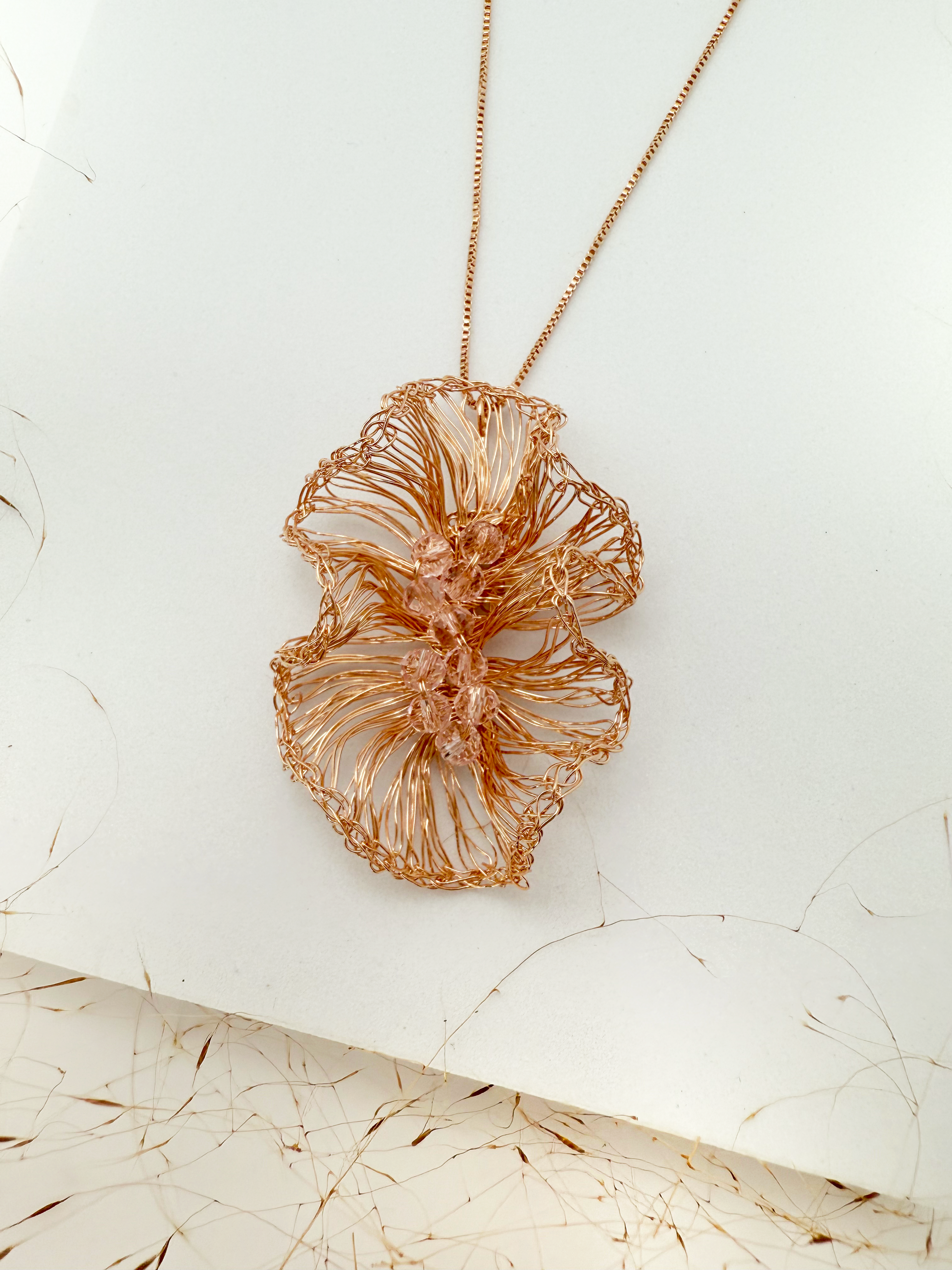 Champagne Wave Pendant - Handmade Crochet Art