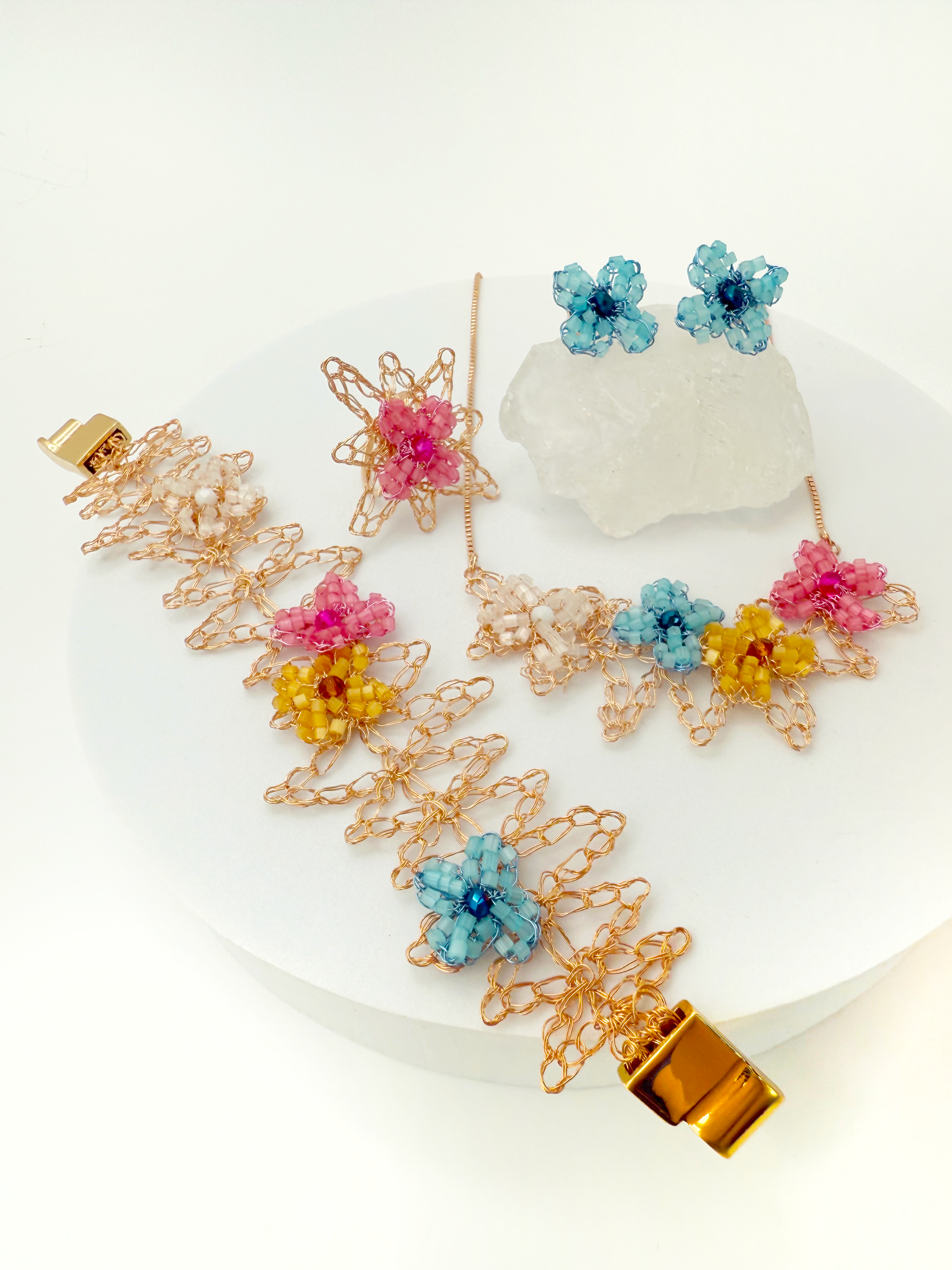 Mini Floral Dream Stud Earrings - Handcrafted