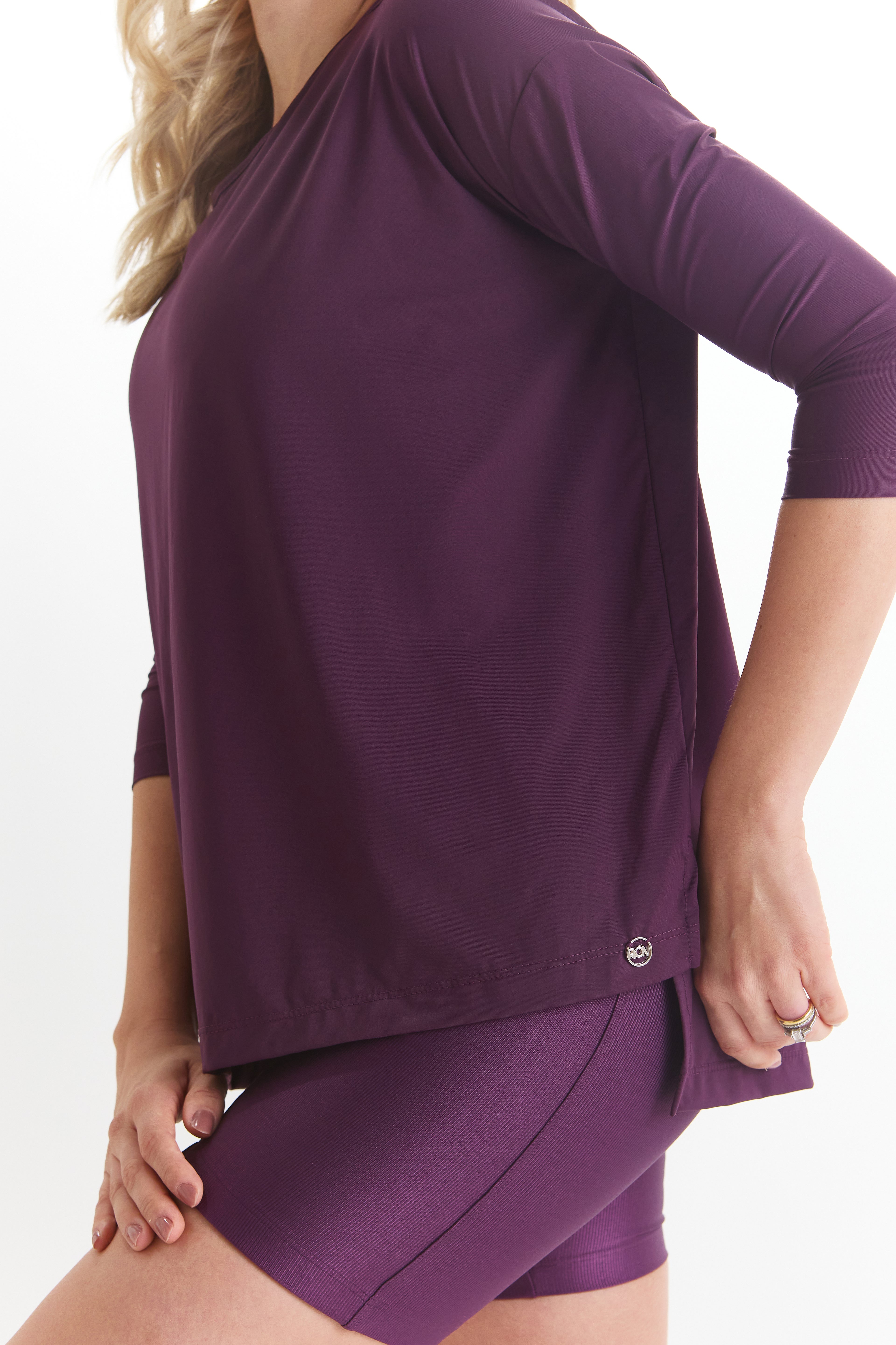 Elegant Lumi Flow Shirt - 3/4 sleeve Boat neck