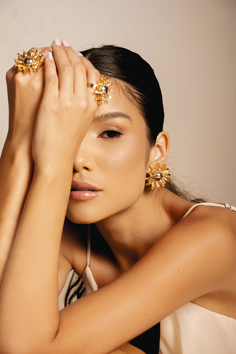 Solar Radiance Earrings – Gold and Silver-Plated Hypoallergenic Brass