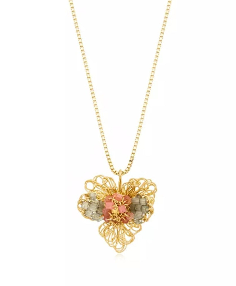 Magnolia Necklace – Mint, Blush & Gold