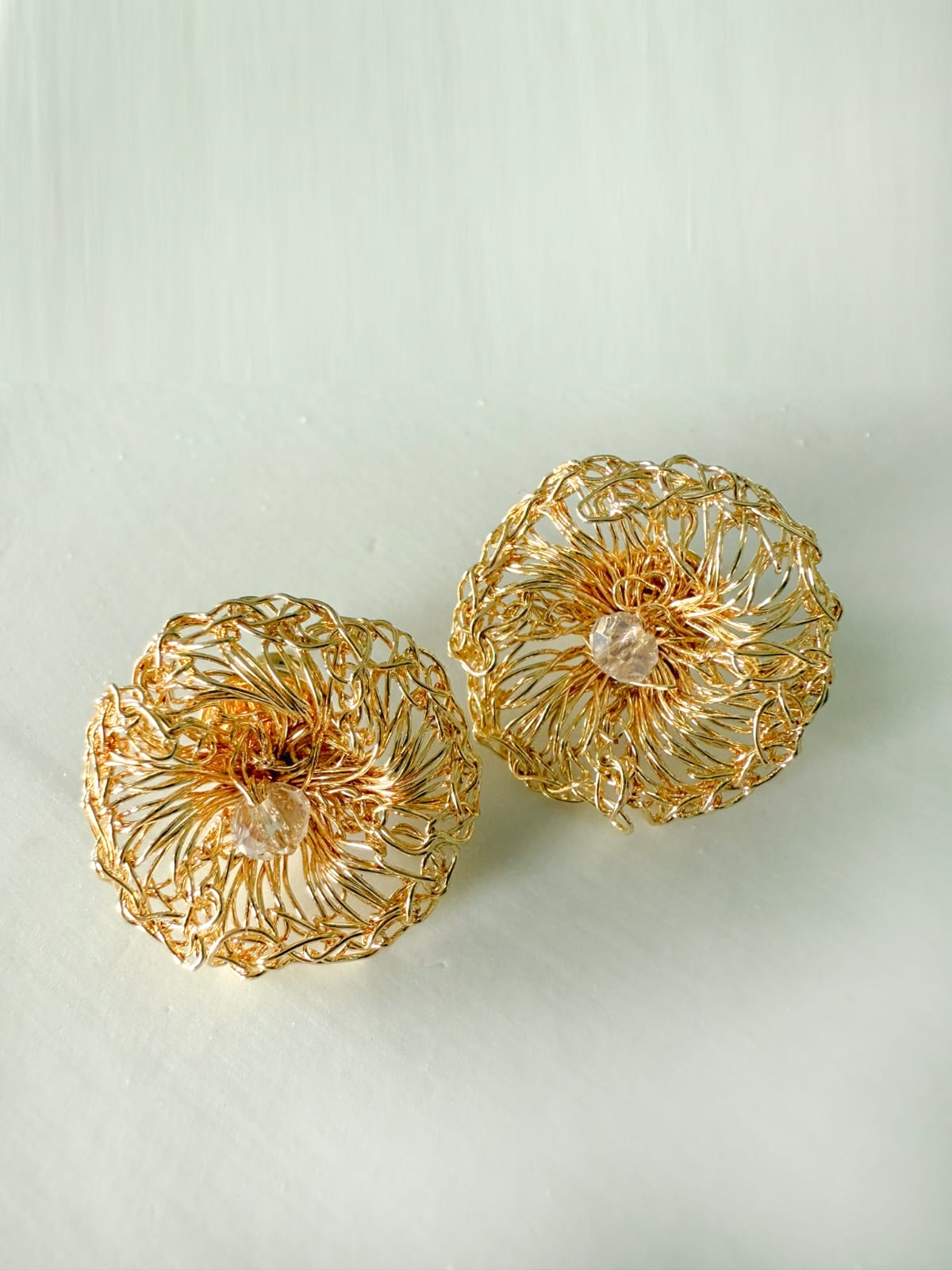 Moonlight Golden Bloom Earrings – Handmade Crochet Design