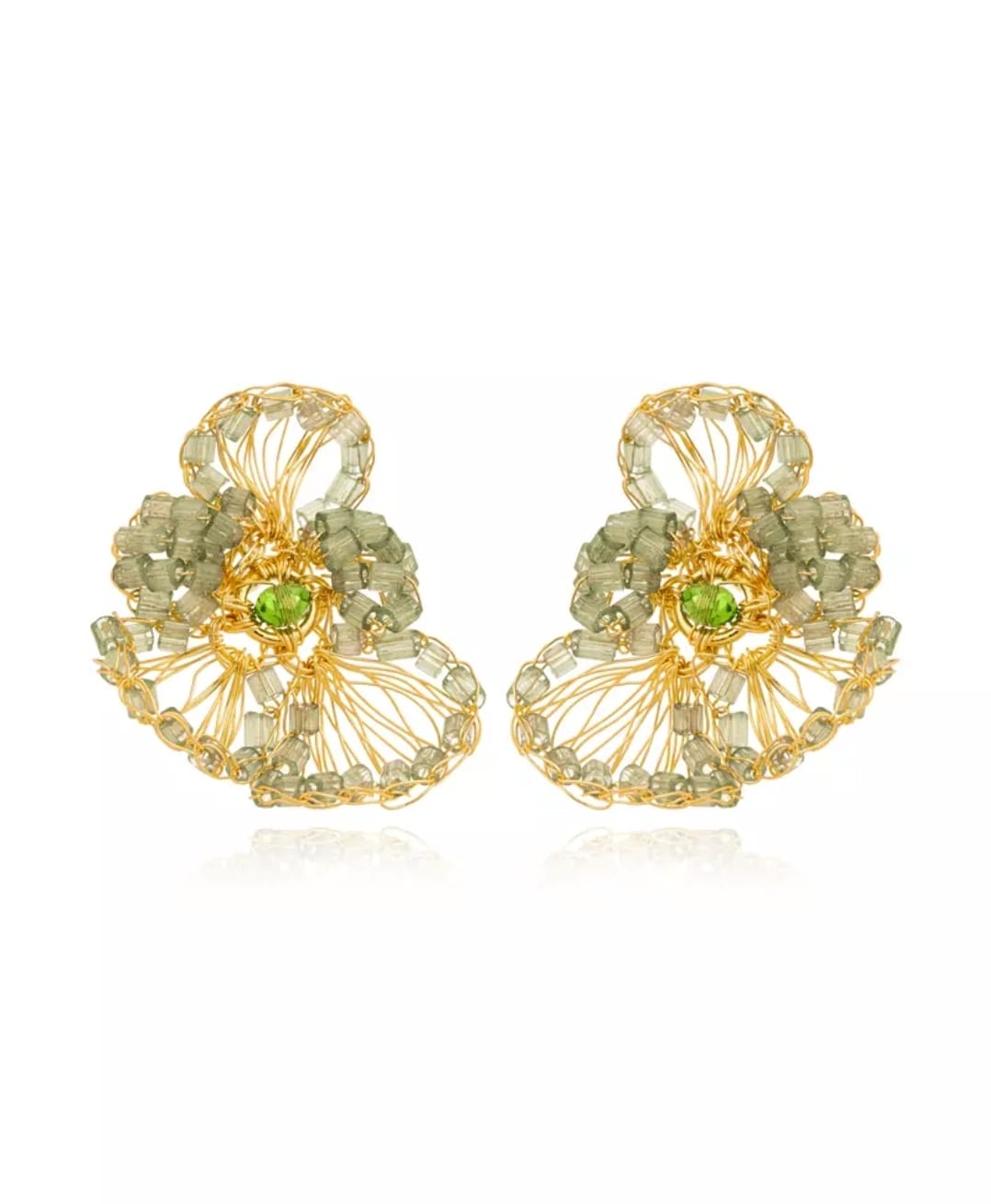 Mint Whisper Earrings – Handmade 18K Gold-Plated Crochet Design