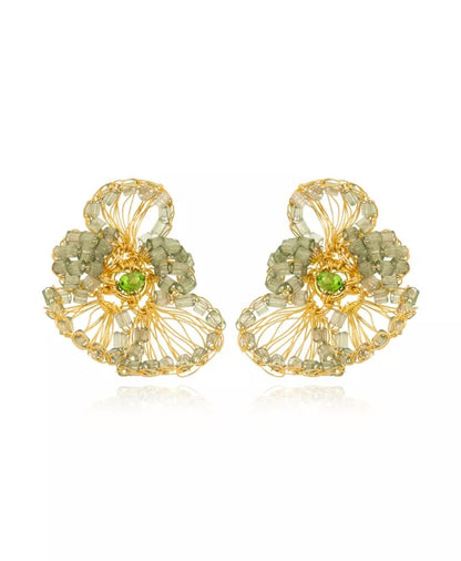 Mint Whisper Earrings – Handmade 18K Gold-Plated Crochet Design