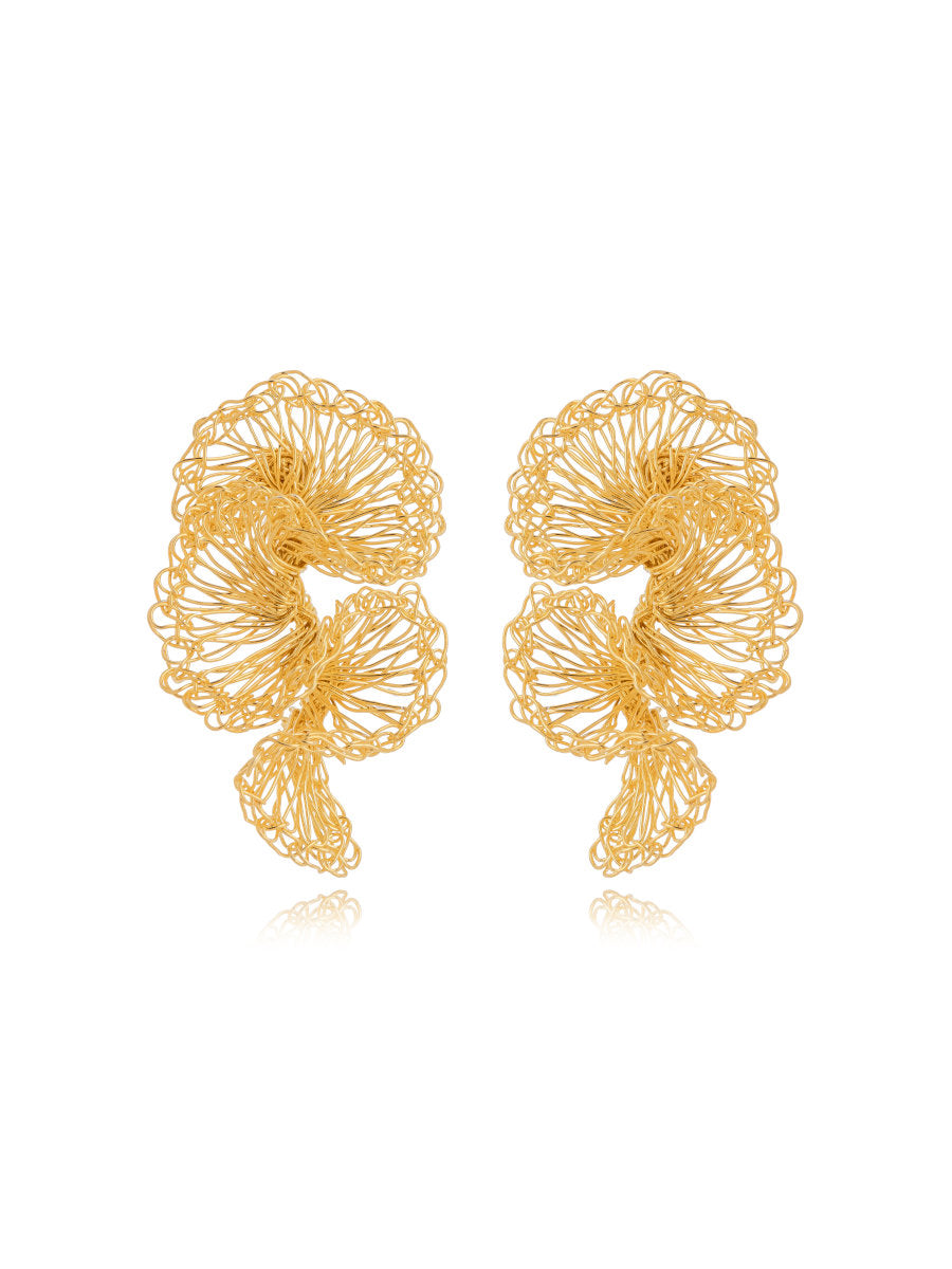 Handcrafted Curl Earring 18K Gold Finish