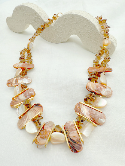 Mother-of-Pearl Cascade Necklace - Adjustable Elegance