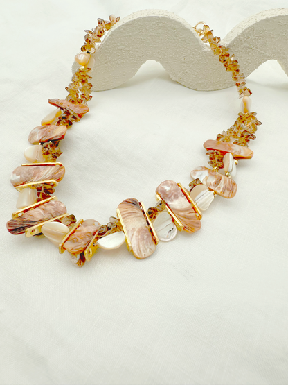 Mother-of-Pearl Cascade Necklace - Adjustable Elegance