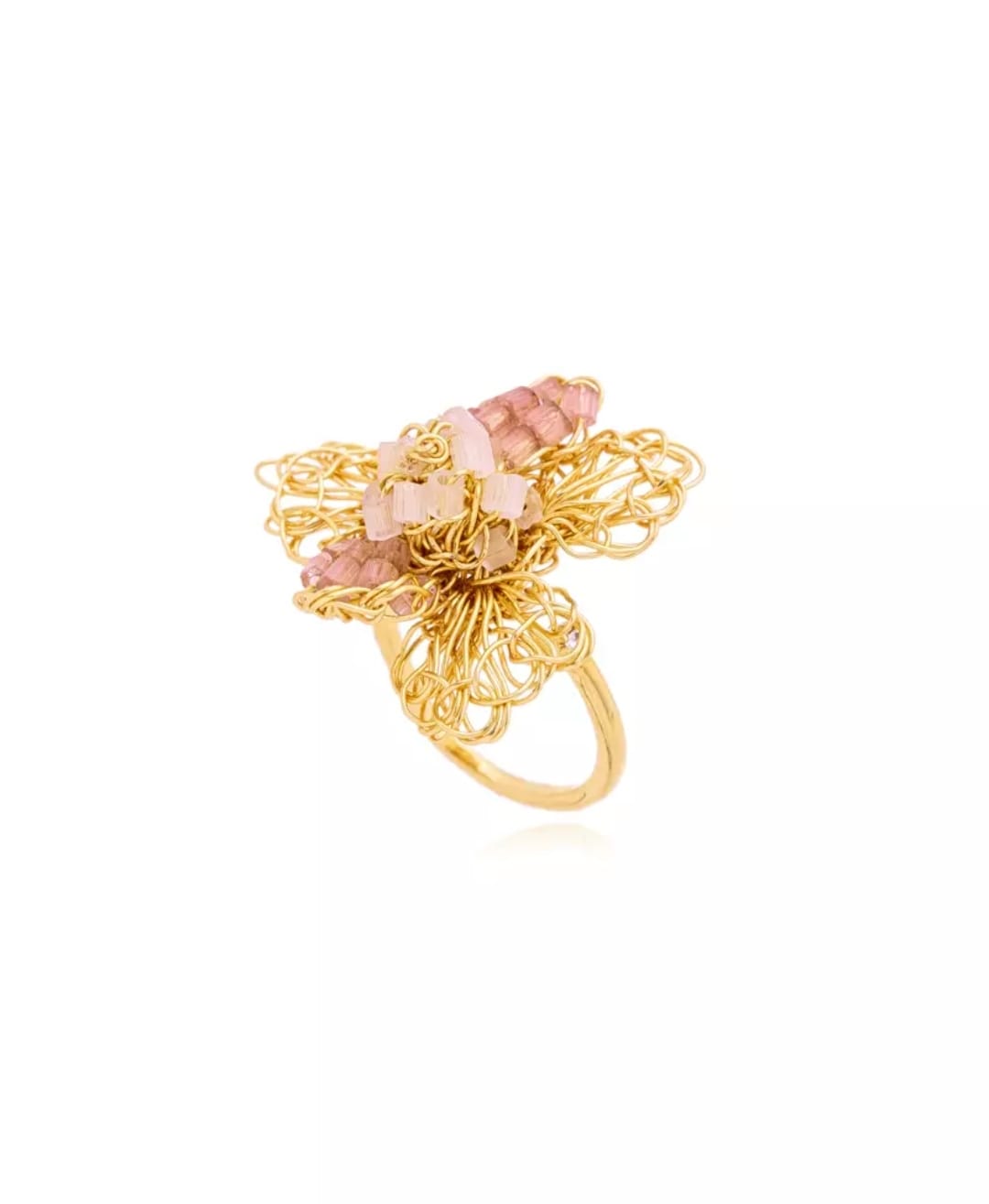 Magnolia Gold &amp; Nude Ring – Handmade Adjustable Jewelry