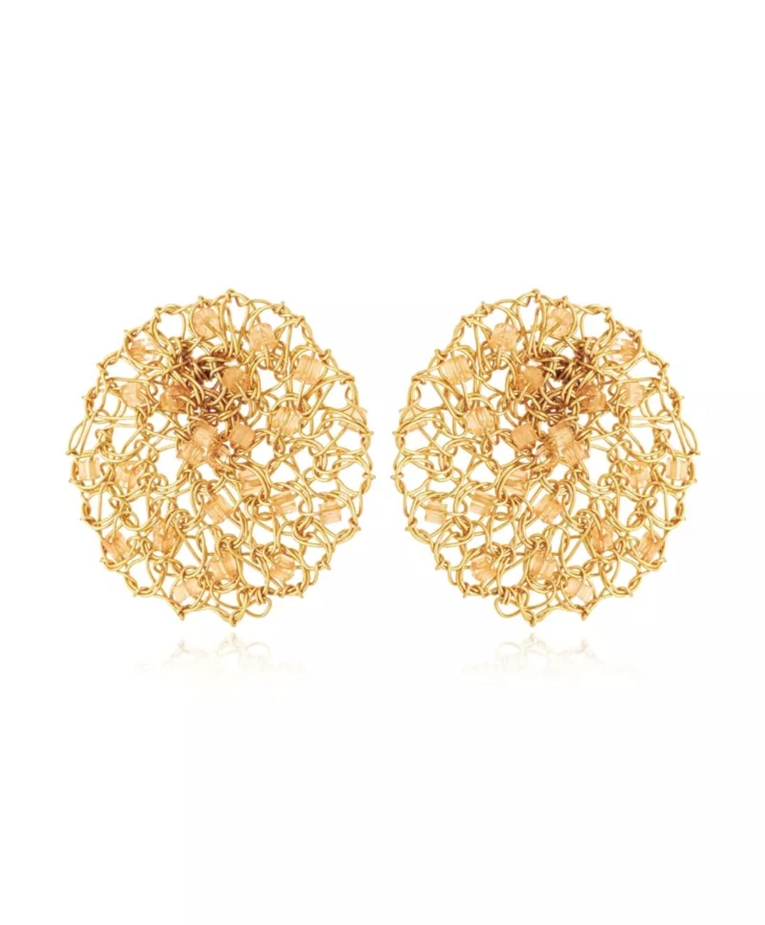 Papaya &amp; Golden Lace Earrings - 18K Gold Plated with Color Details
