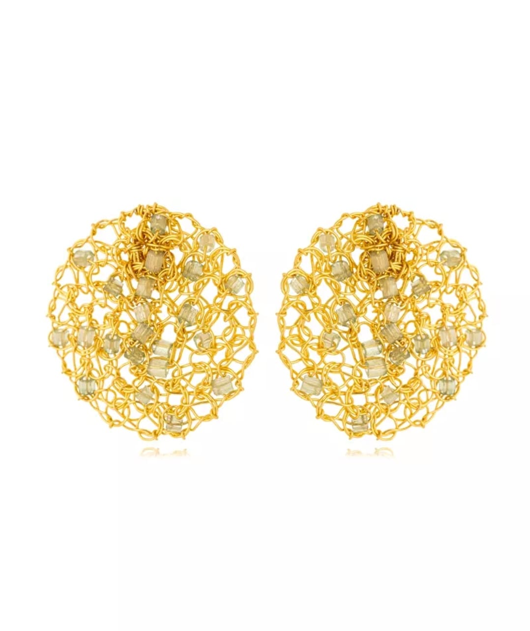 Mint &amp; Golden Lace Earrings - 18K Gold Plated with Color Details
