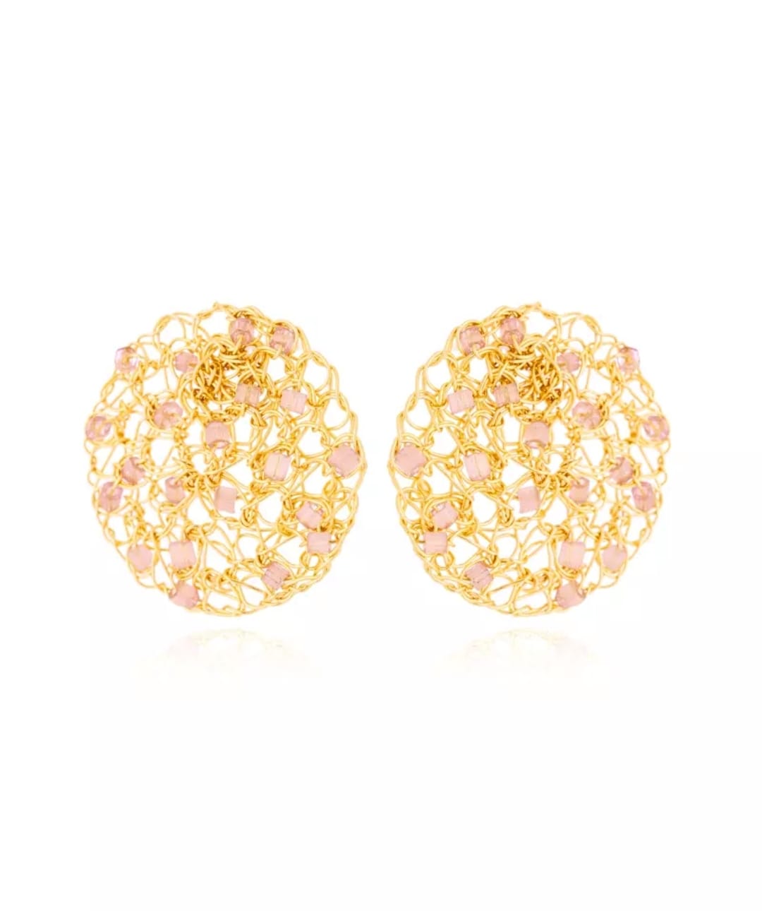Rose &amp; Golden Lace Earrings - 18K Gold Plated with Color Details