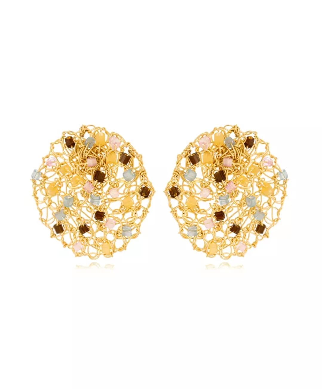 Pastel Mix &amp; Golden Lace Earrings - 18K Gold Plated with Color Details