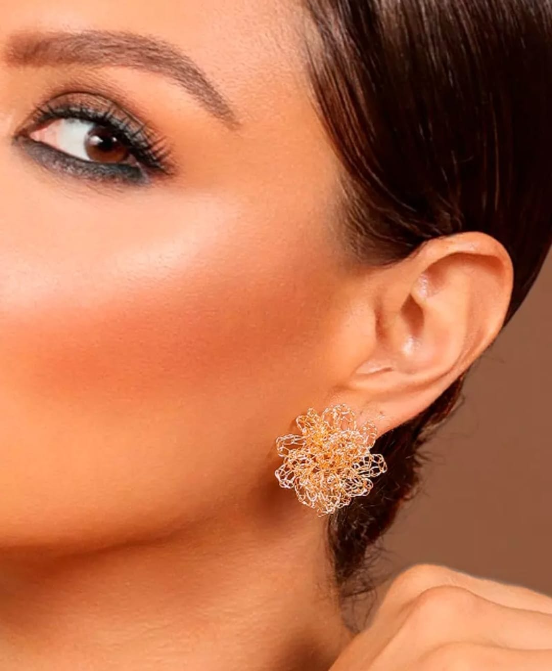 Aurelia Gold Earrings – Handmade 18K Gold-Plated Crochet Design