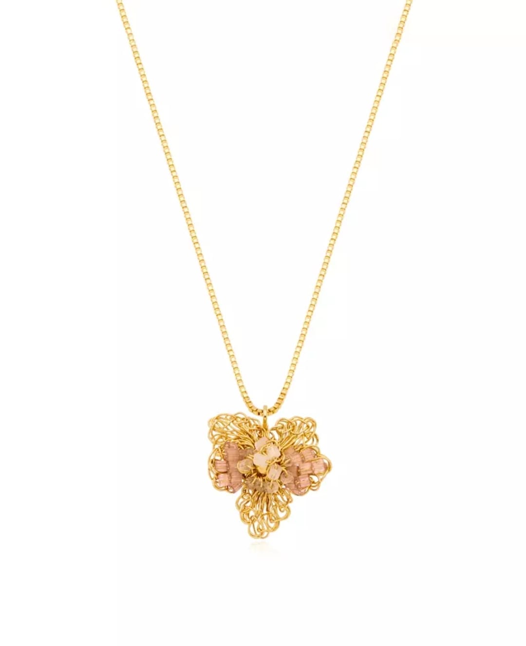 Magnolia Nude &amp; White Gold Necklace – Handmade 18K Gold-Plated Jewelry