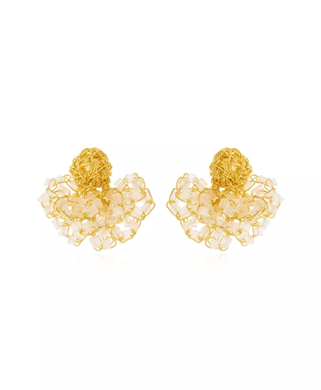 Lumé Clear &amp; Gold Earrings – Handmade 18K Gold-Plated Minimalist Studs