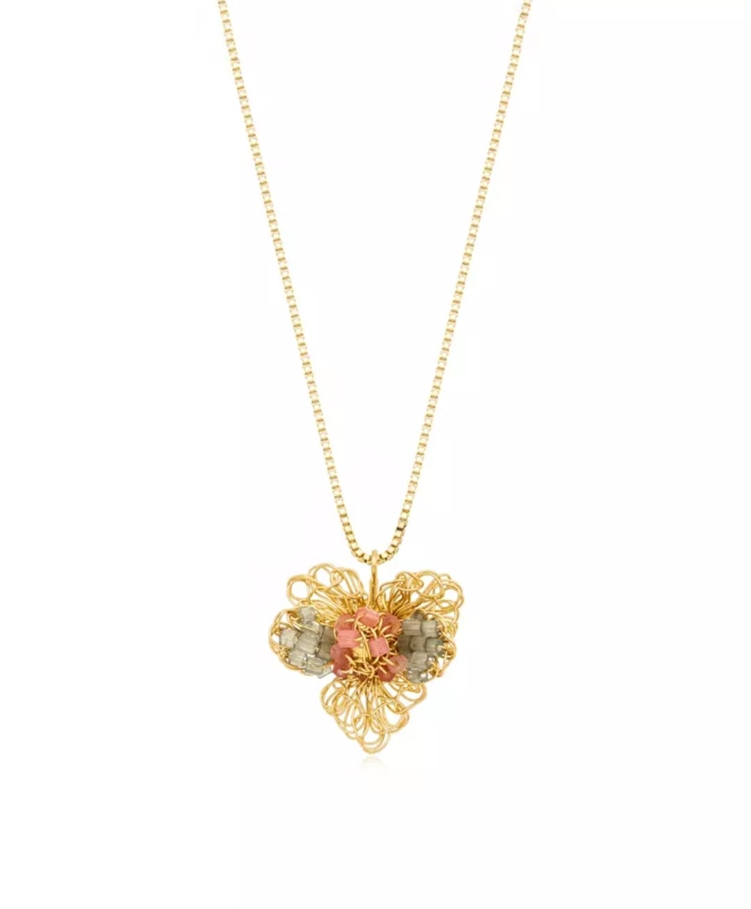 Magnolia Necklace – Handmade Mint, Blush &amp; Gold Crochet Design