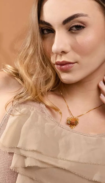 Magnolia Necklace – Handmade Mint, Blush &amp; Gold Crochet Design