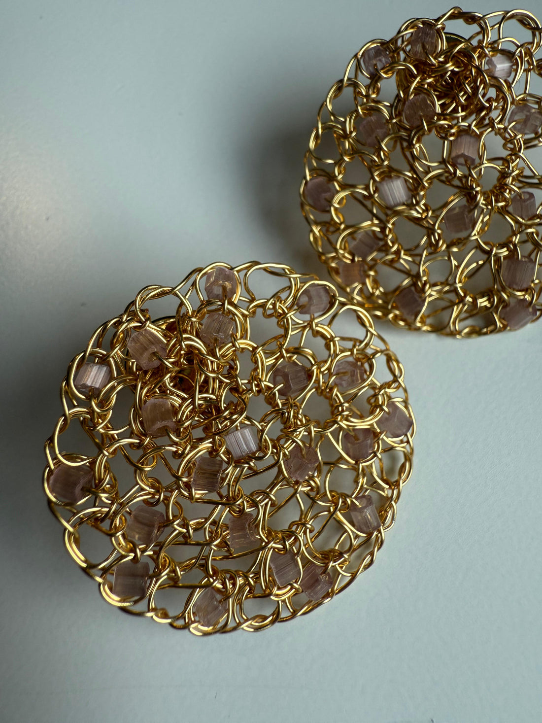 Champagne &amp; Golden Lace Earrings - 18K Gold Plated with Color Details